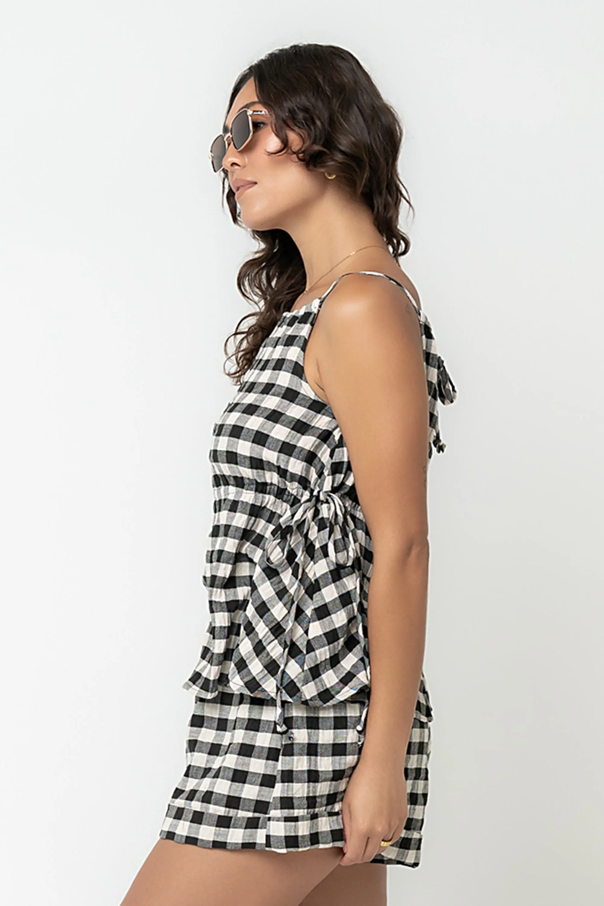 Lily Gingham Tank Top in Black sold by bohme product image thumbnail 4
