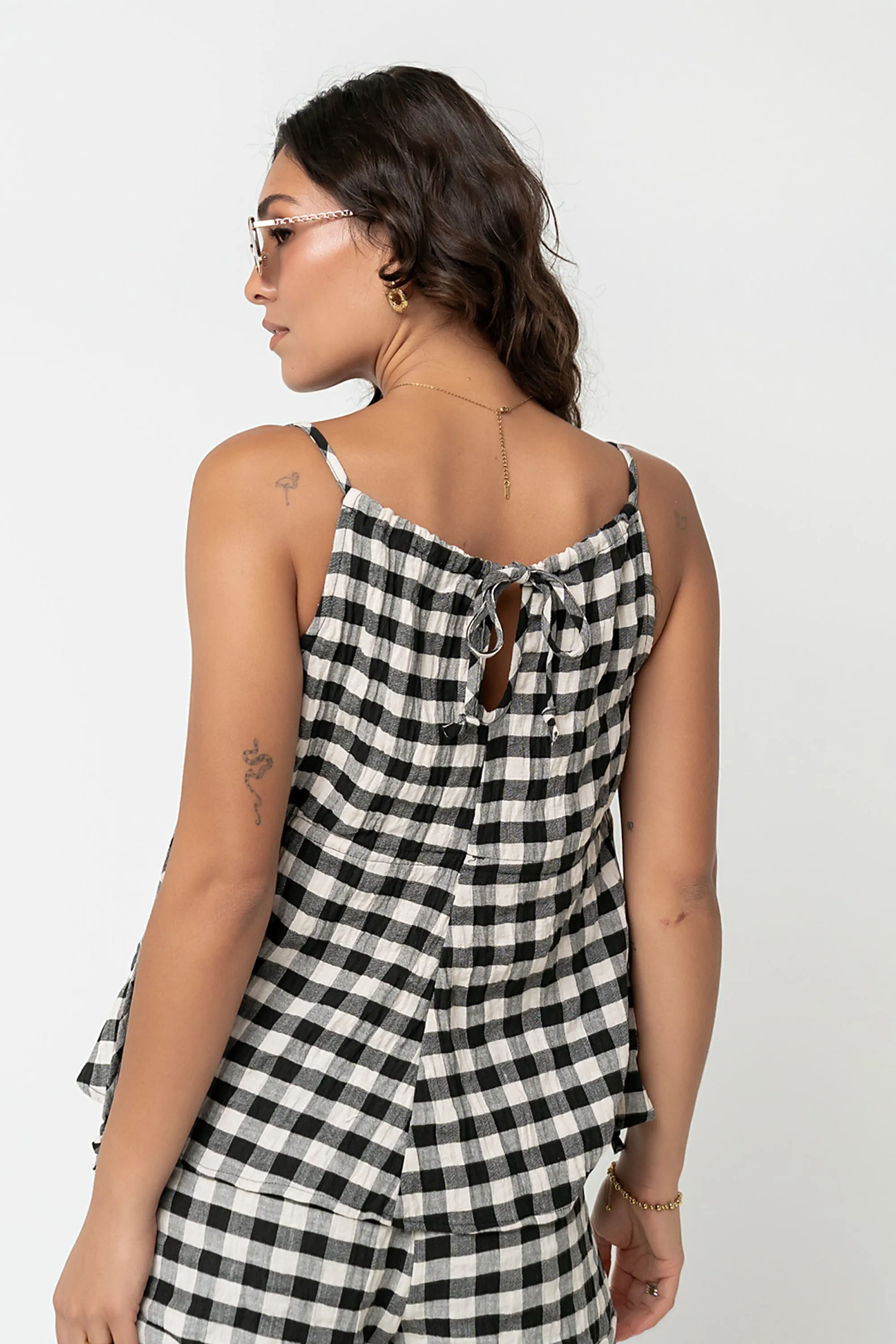 Lily Gingham Tank Top in Black sold by bohme product image thumbnail 3