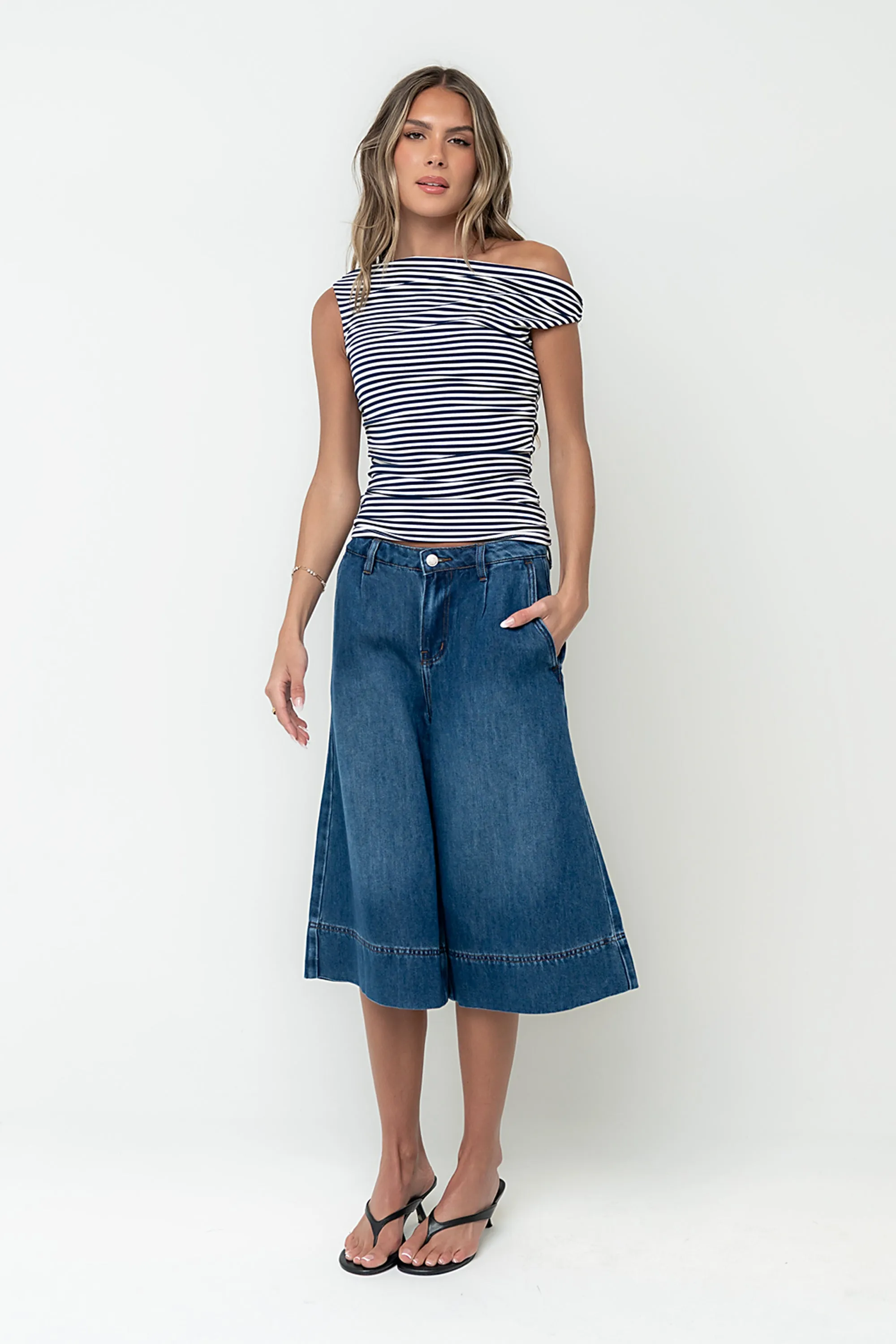 Michelle Boatneck Striped Top in Navy - FINAL SALE sold by bohme product image thumbnail 5