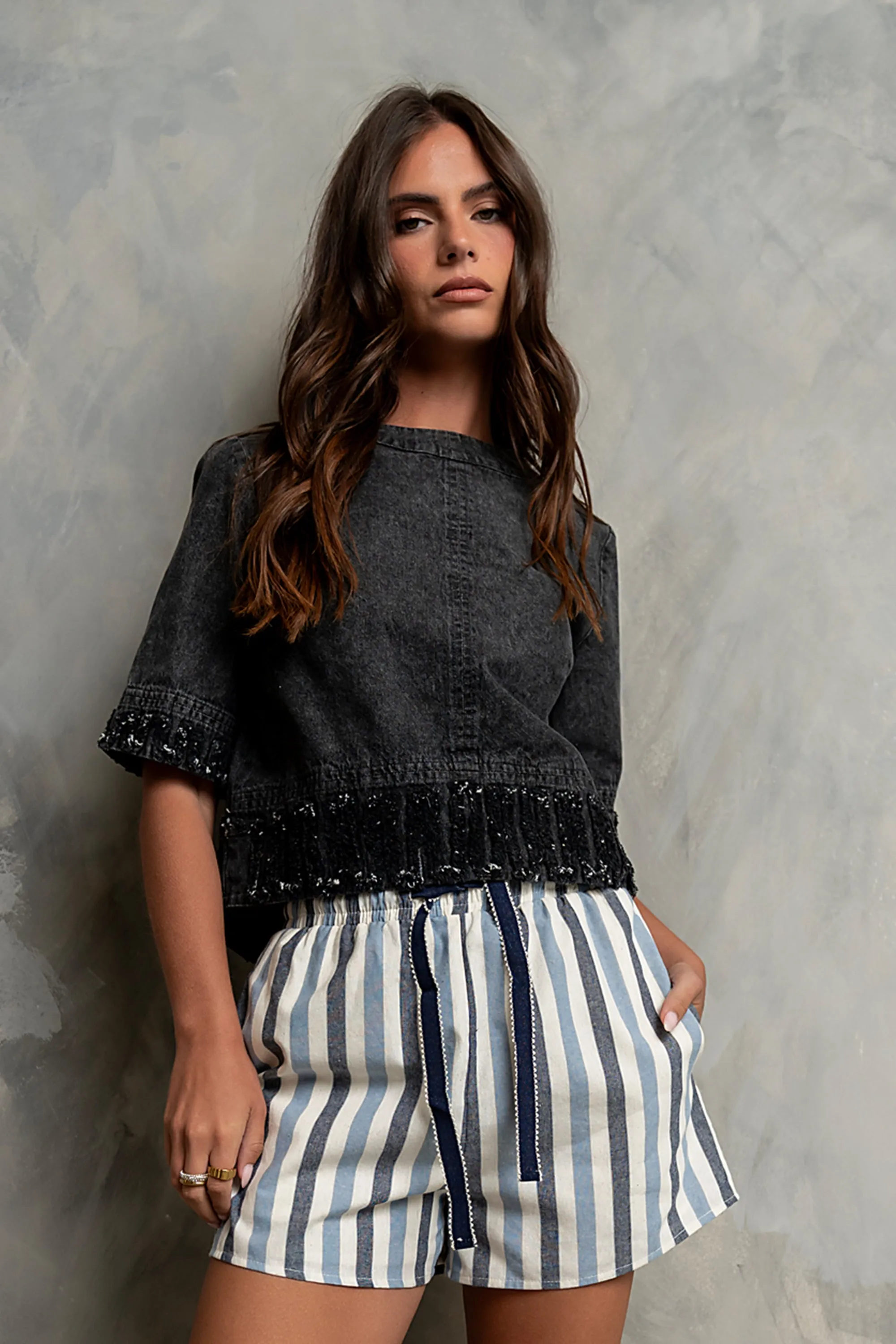 Dorothy Striped Shorts in Blue sold by bohme product image thumbnail 3
