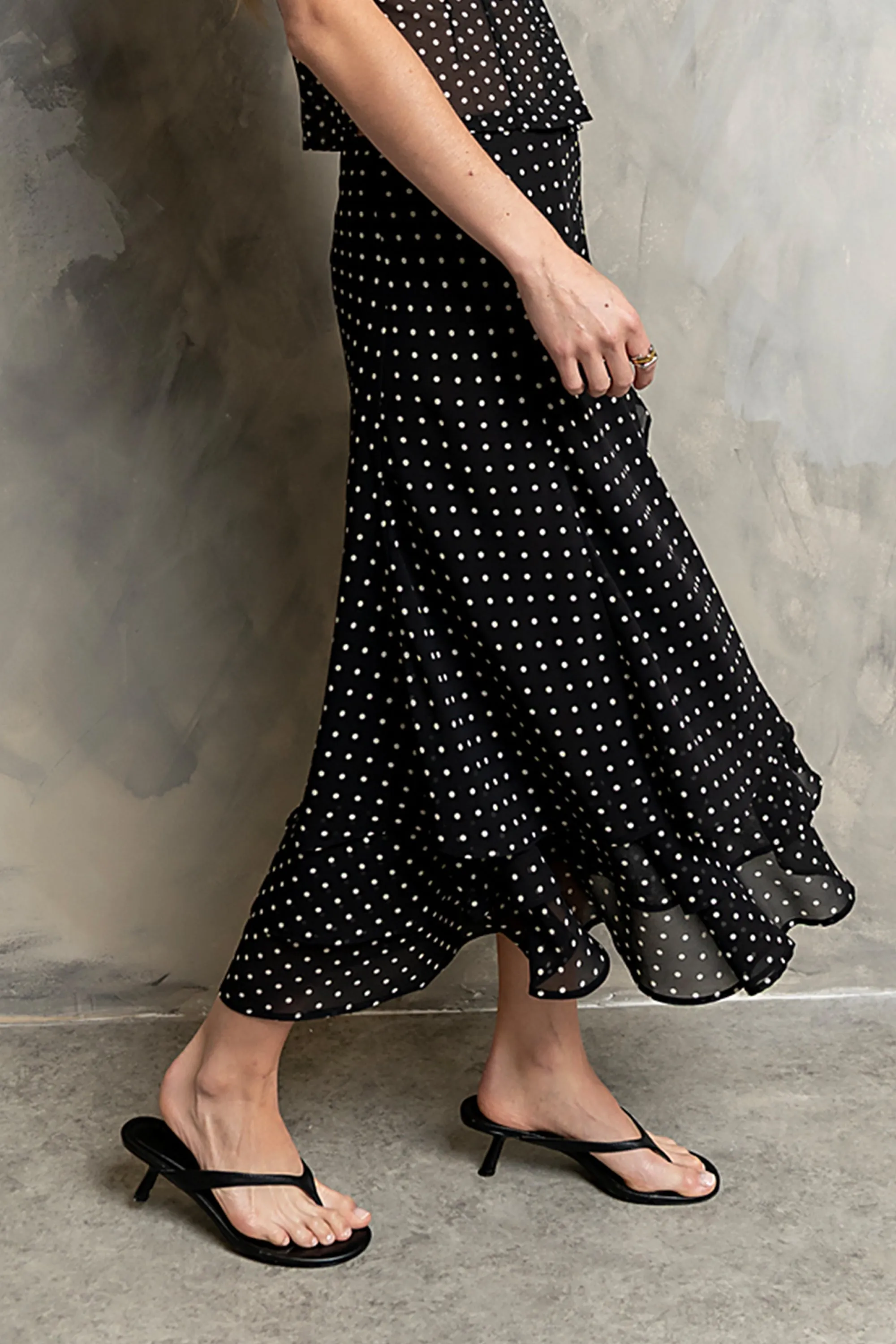 Luna Polka Dot Midi Skirt in Black sold by bohme product image thumbnail 5
