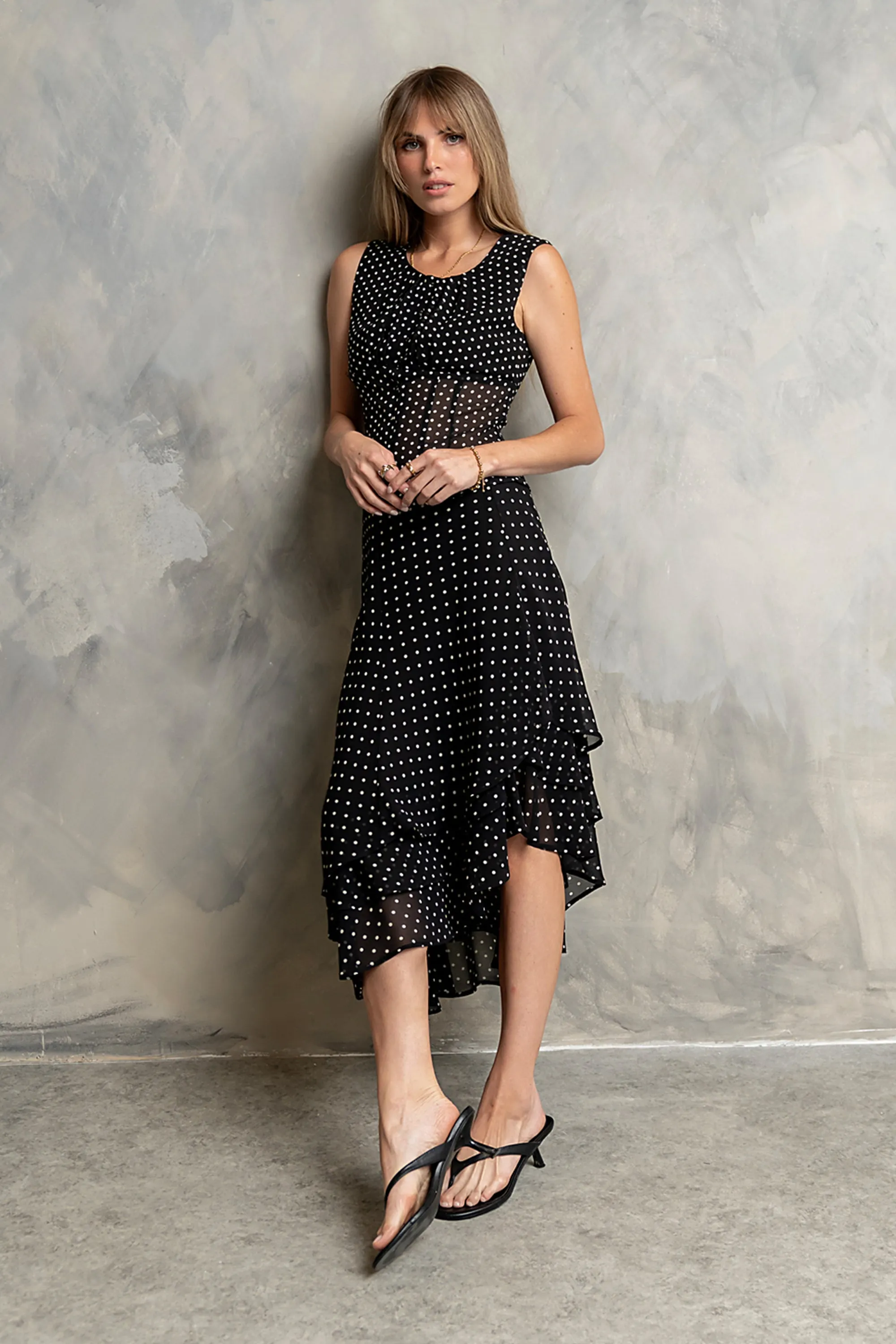 Luna Polka Dot Midi Skirt in Black sold by bohme product image thumbnail 2