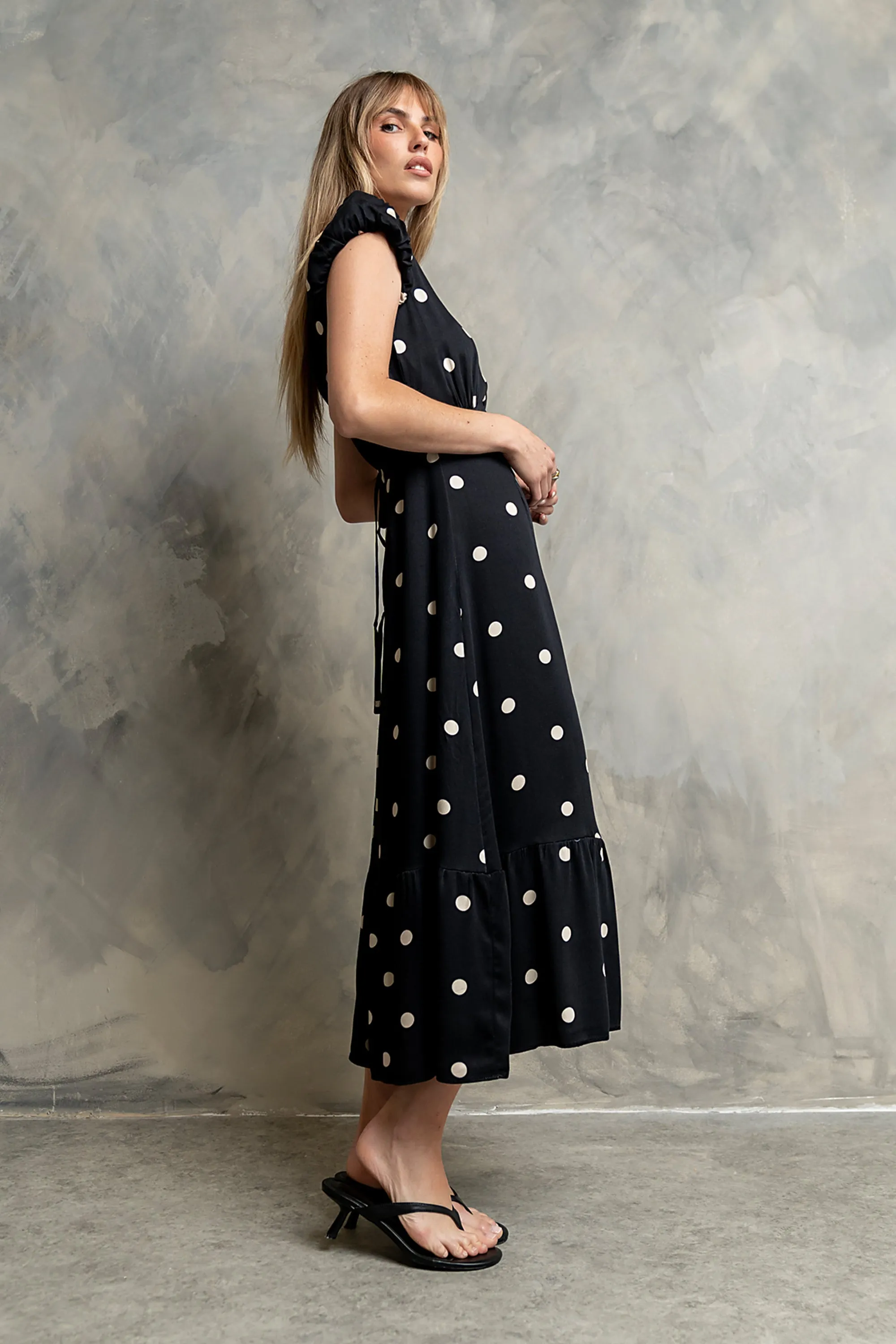 Janey Polka Dot Maxi Dress sold by bohme