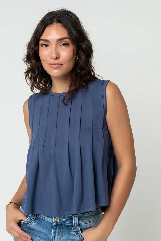 Alice Pintuck Top in Navy made by bohme