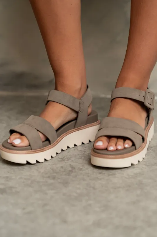 Jovie Platform Sandals in Taupe made by bohme