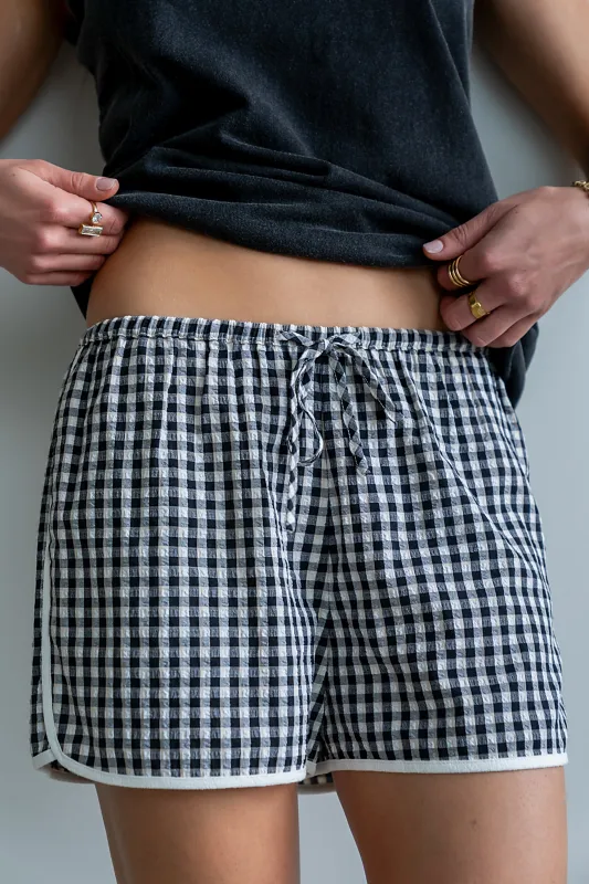 Maia Gingham Shorts in Black - FINAL SALE made by bohme