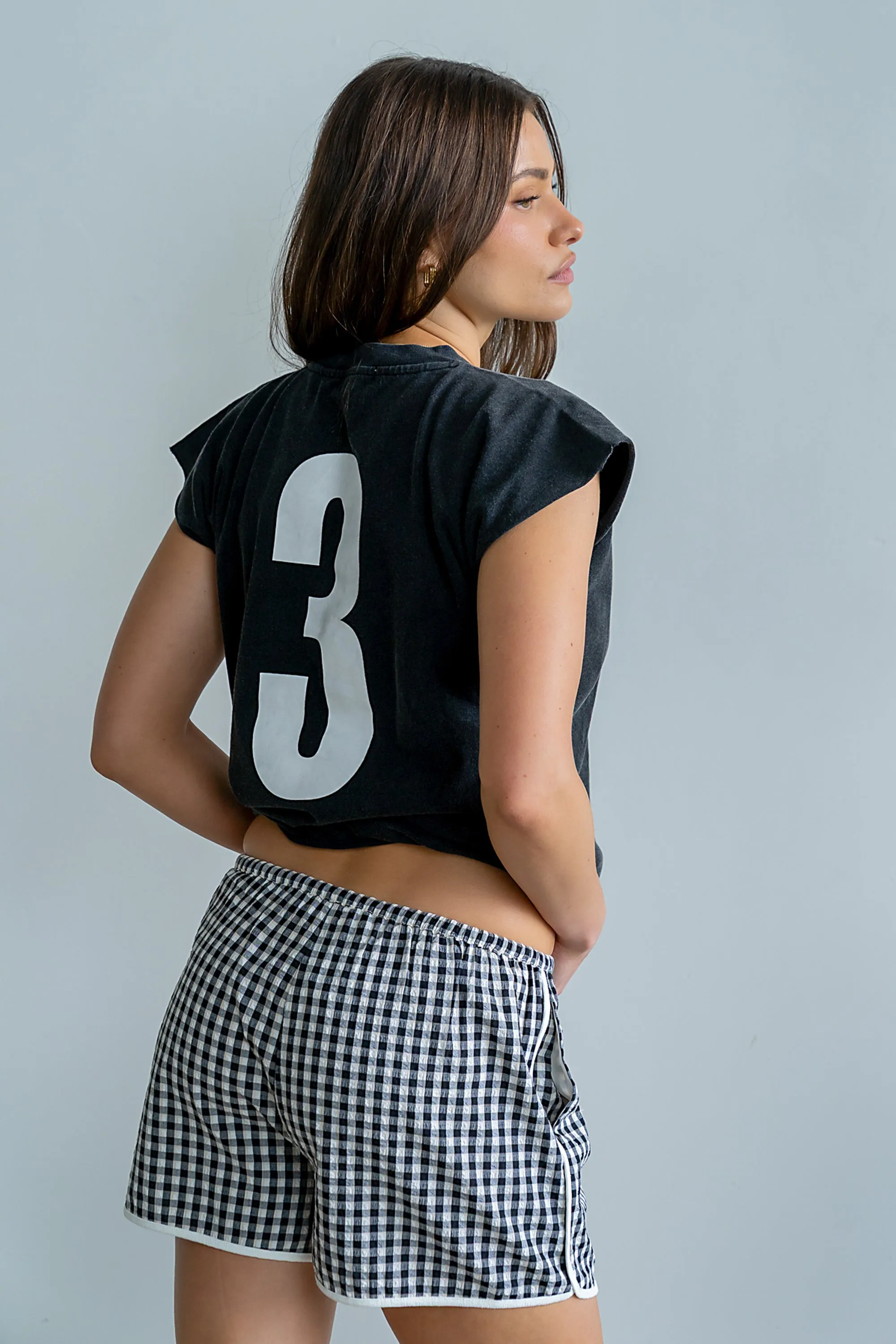 Maia Gingham Shorts in Black - FINAL SALE sold by bohme product image thumbnail 4