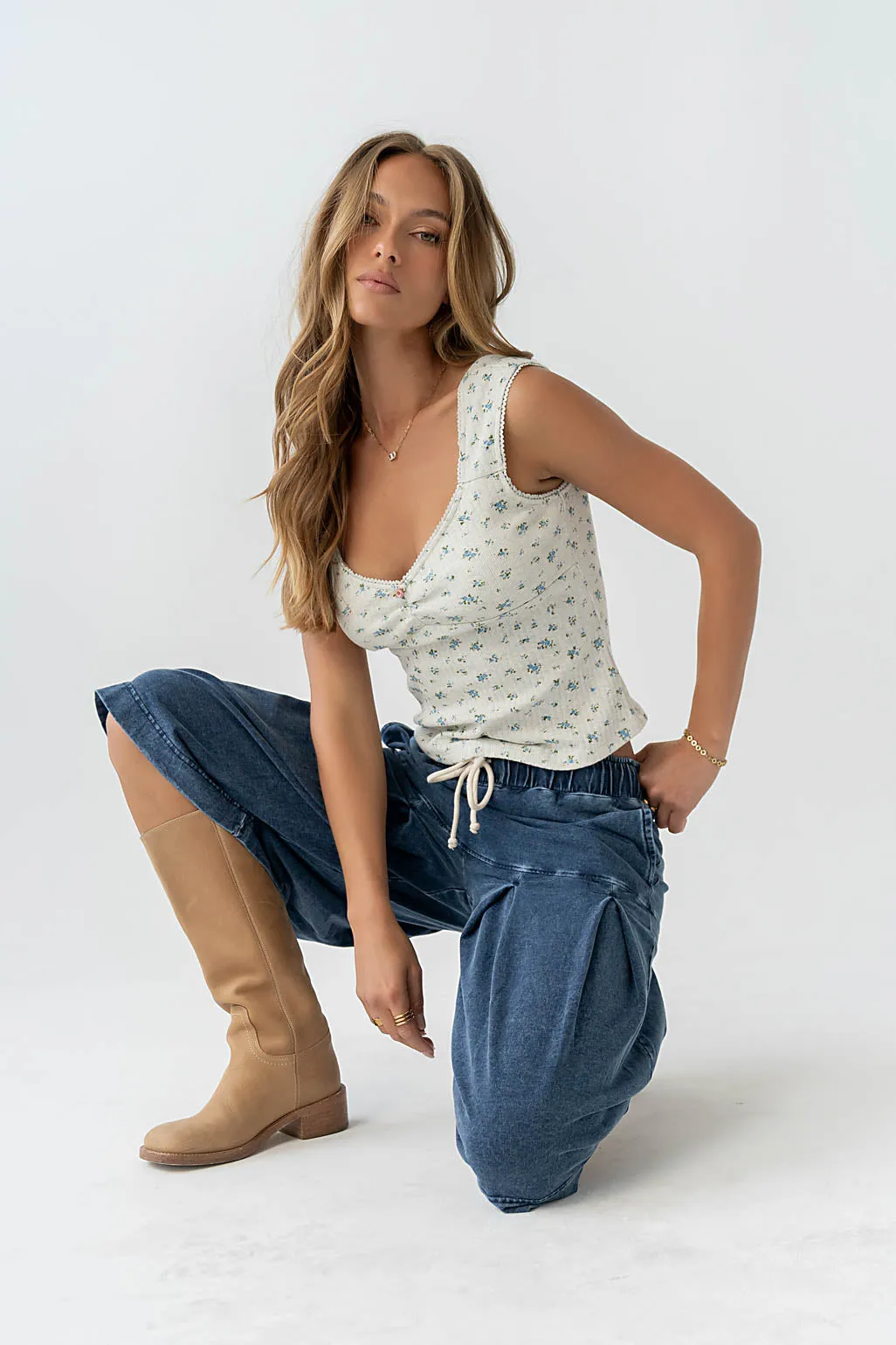 Winston Floral Tank in Heather Grey sold by bohme product image thumbnail 2