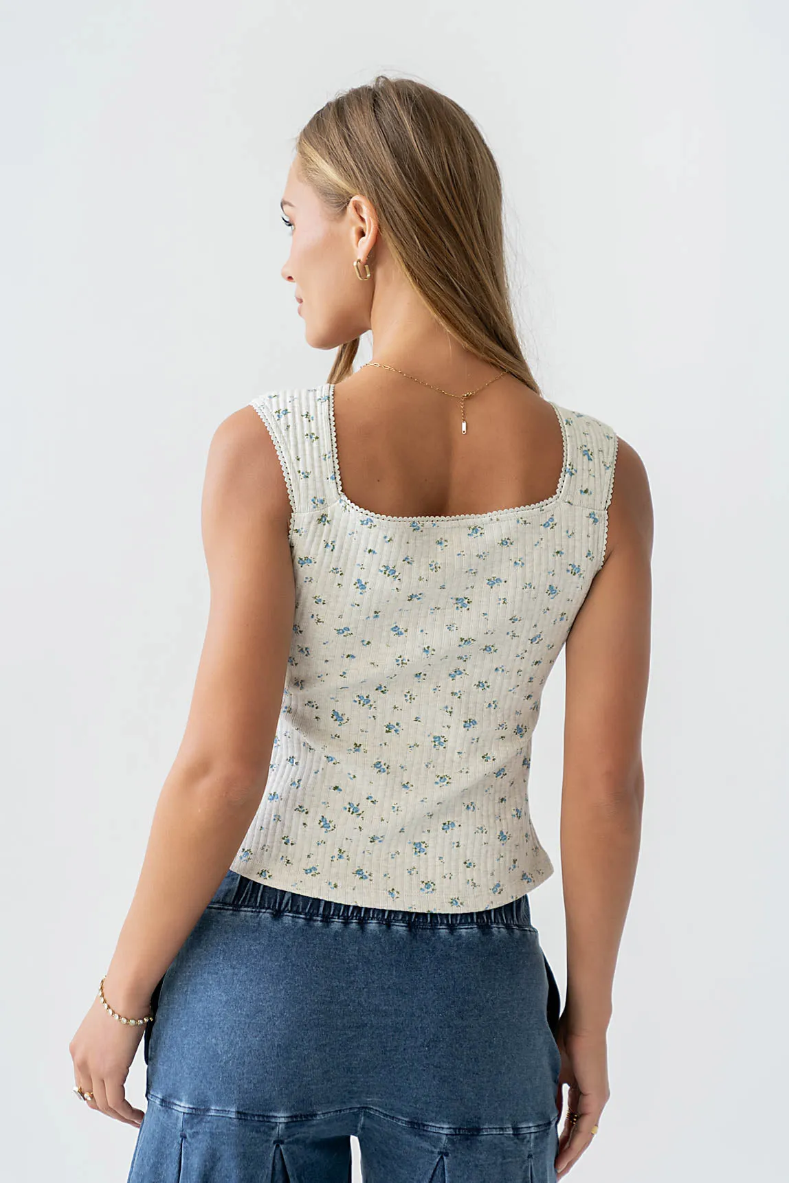 Winston Floral Tank in Heather Grey sold by bohme product image thumbnail 3