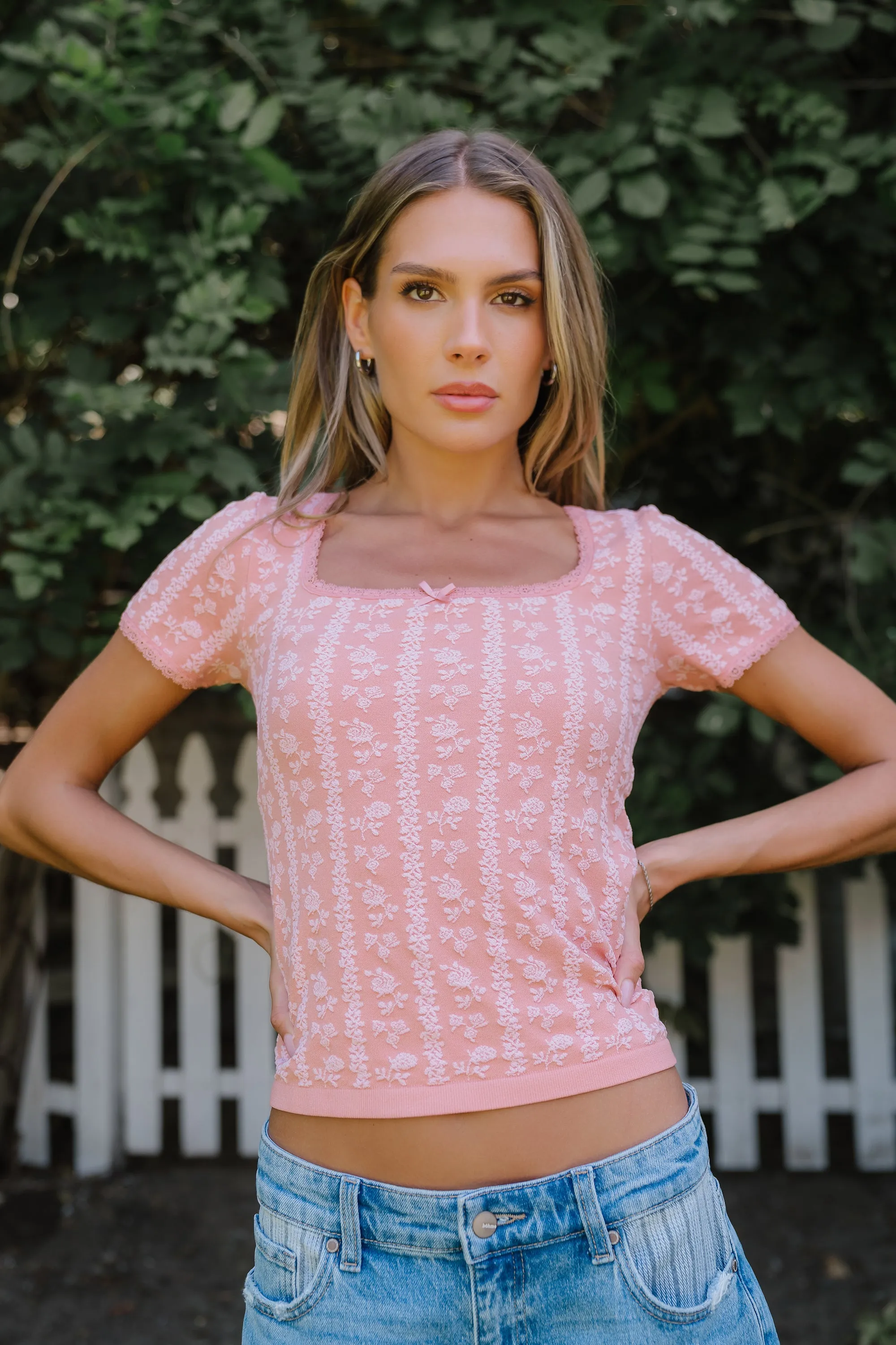 Juliet Floral Seamless Top in Rose - FINAL SALE sold by bohme product image thumbnail 4