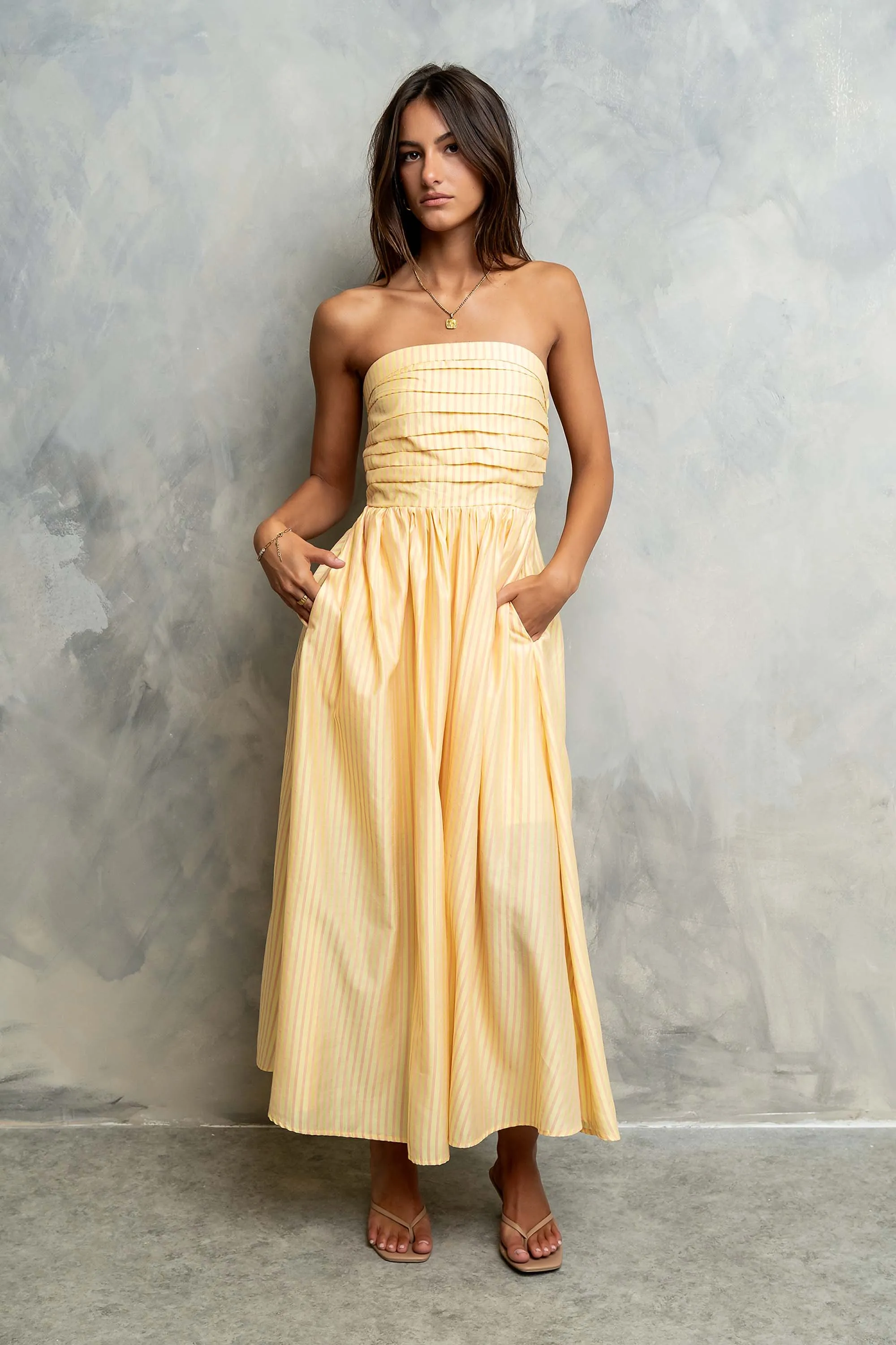 Kayleen Strapless Dress in Yellow sold by bohme product image thumbnail 2