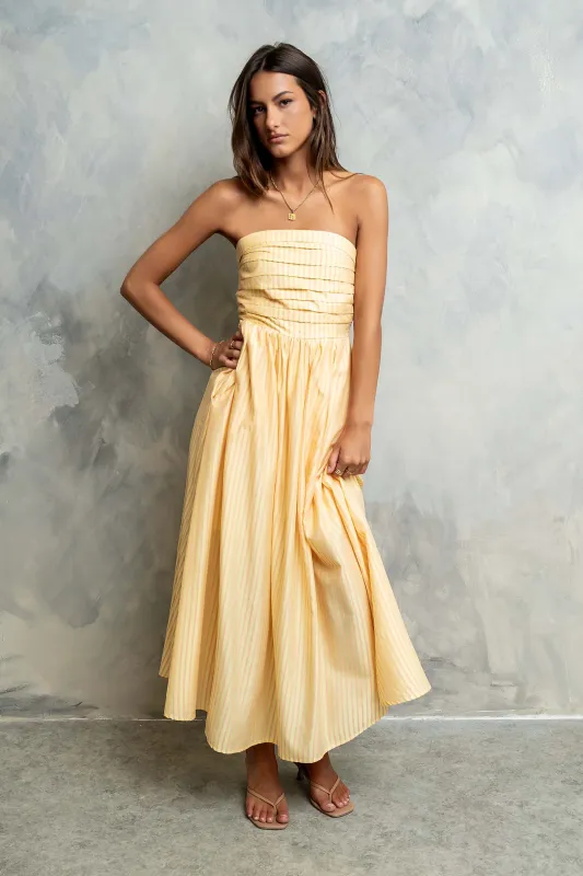 Kayleen Strapless Dress in Yellow made by bohme