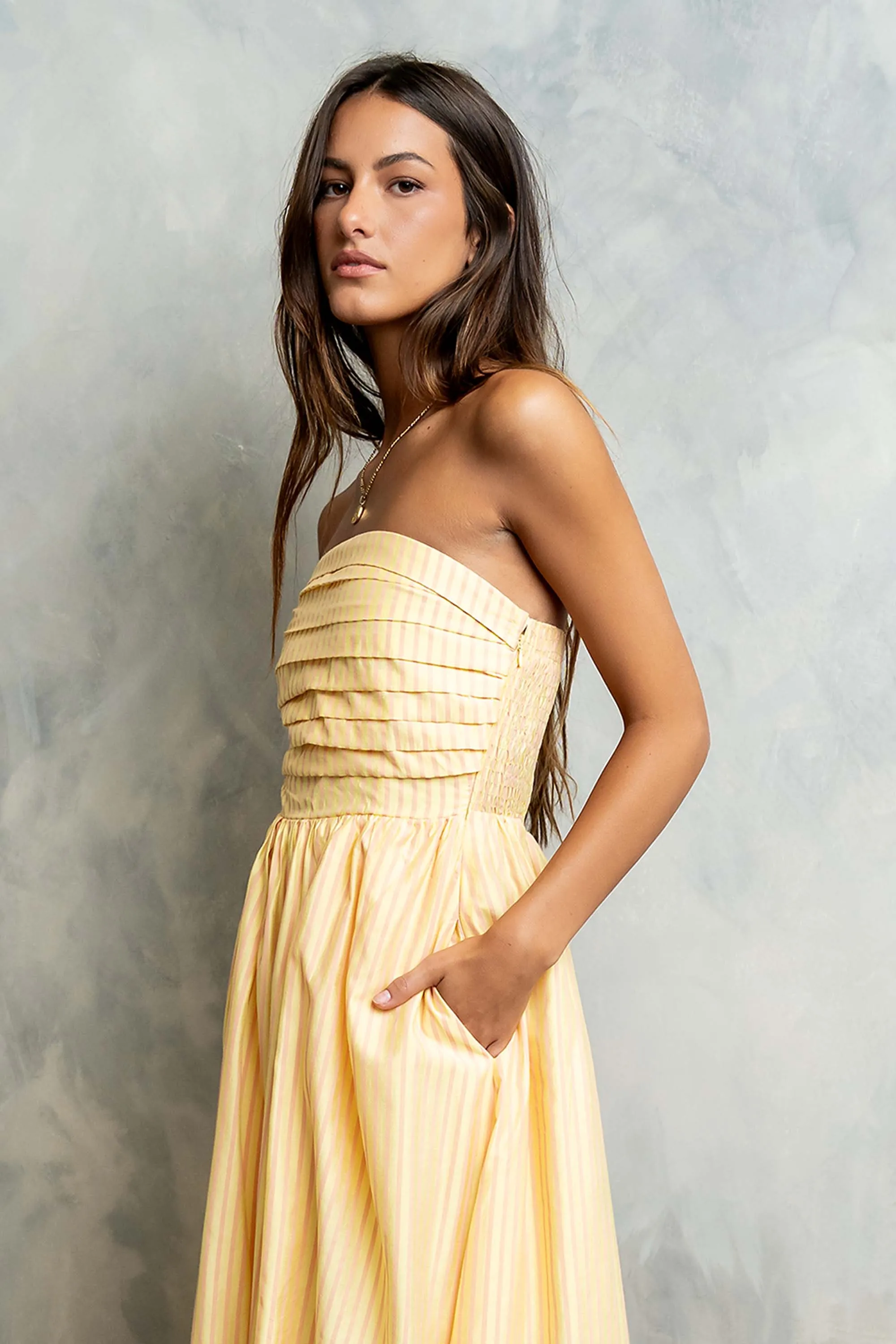 Kayleen Strapless Dress in Yellow sold by bohme product image thumbnail 4