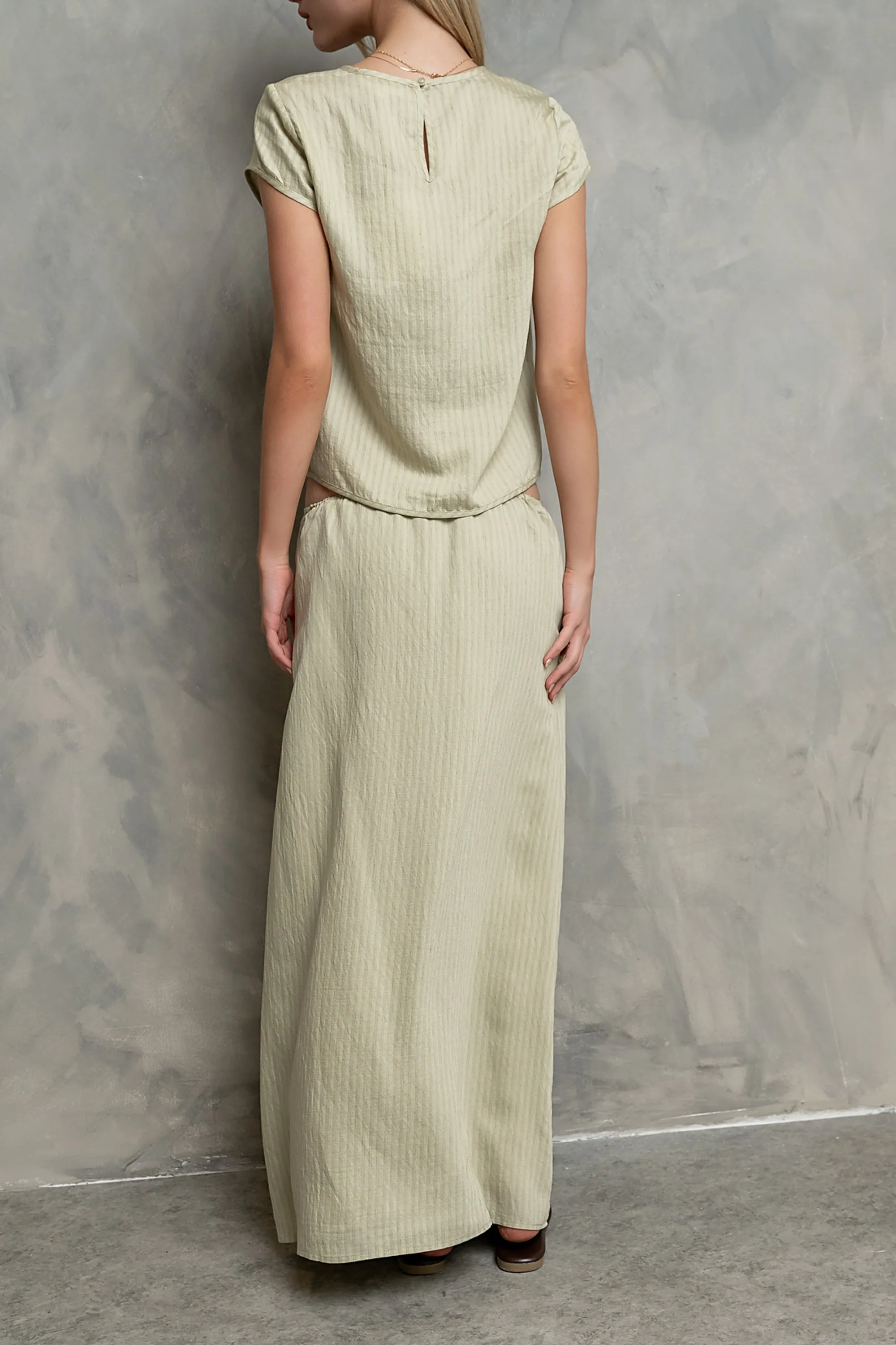 Polliana Textured Stripe Skirt in Green sold by bohme product image thumbnail 4