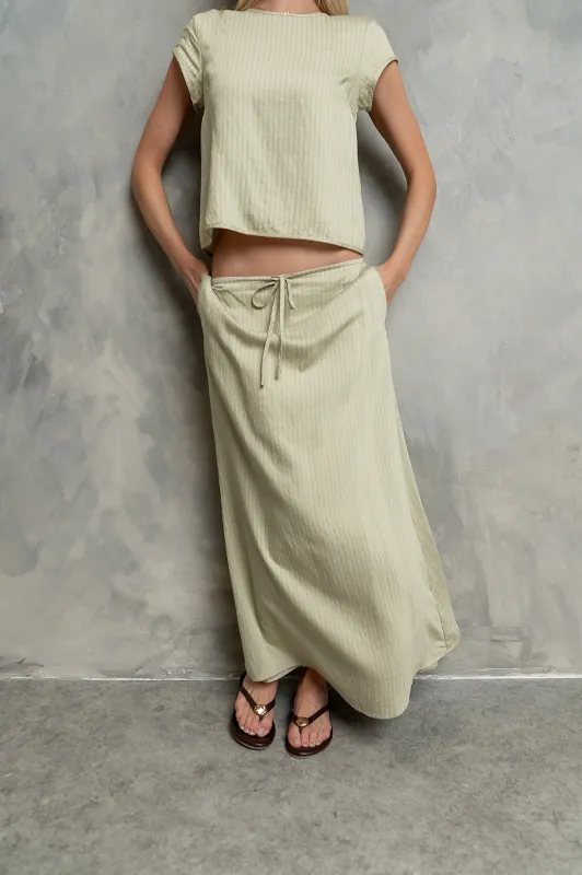 Polliana Textured Stripe Skirt in Green made by bohme