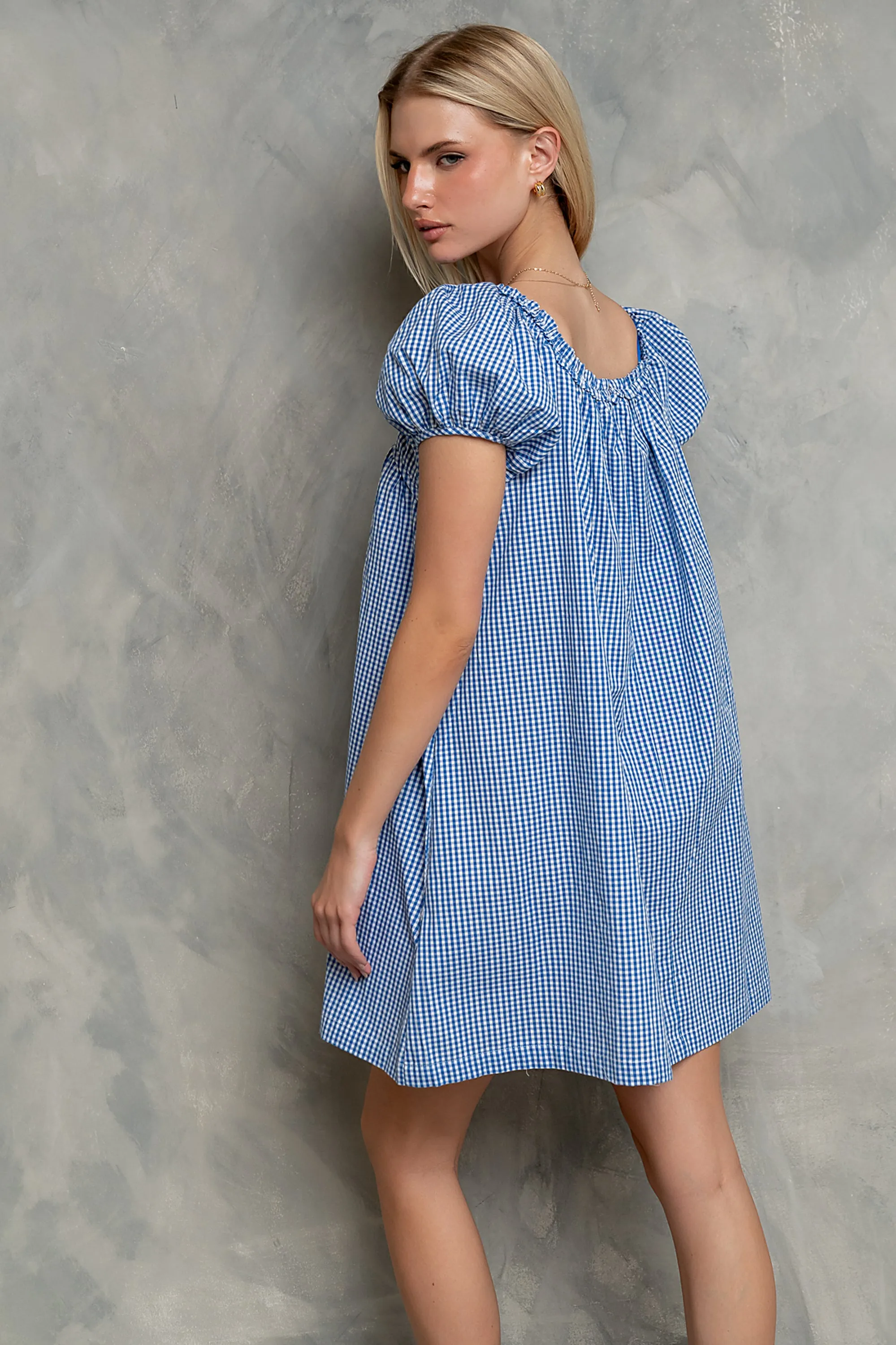 Evelyn Gingham Dress in Blue sold by bohme product image thumbnail 2