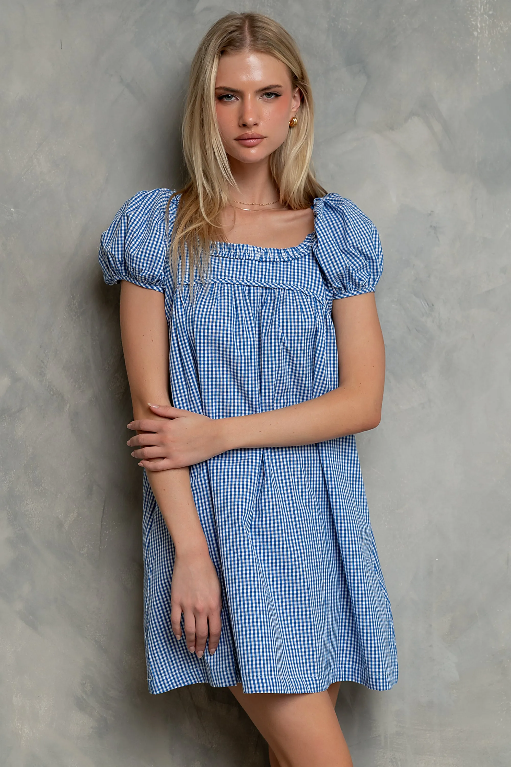 Evelyn Gingham Dress in Blue sold by bohme product image thumbnail 5