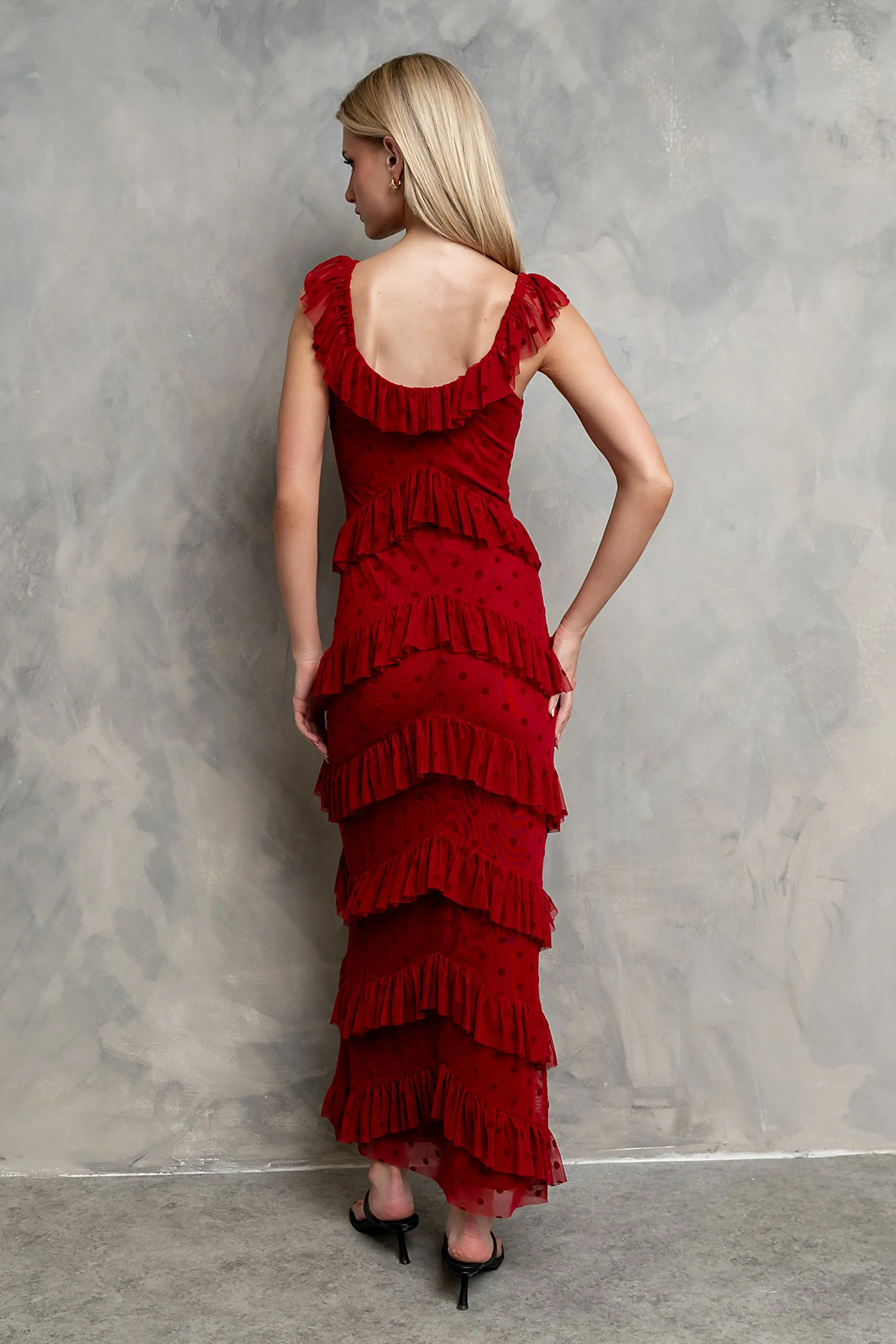 Katrina Tiered Maxi Dress in Red sold by bohme product image thumbnail 5