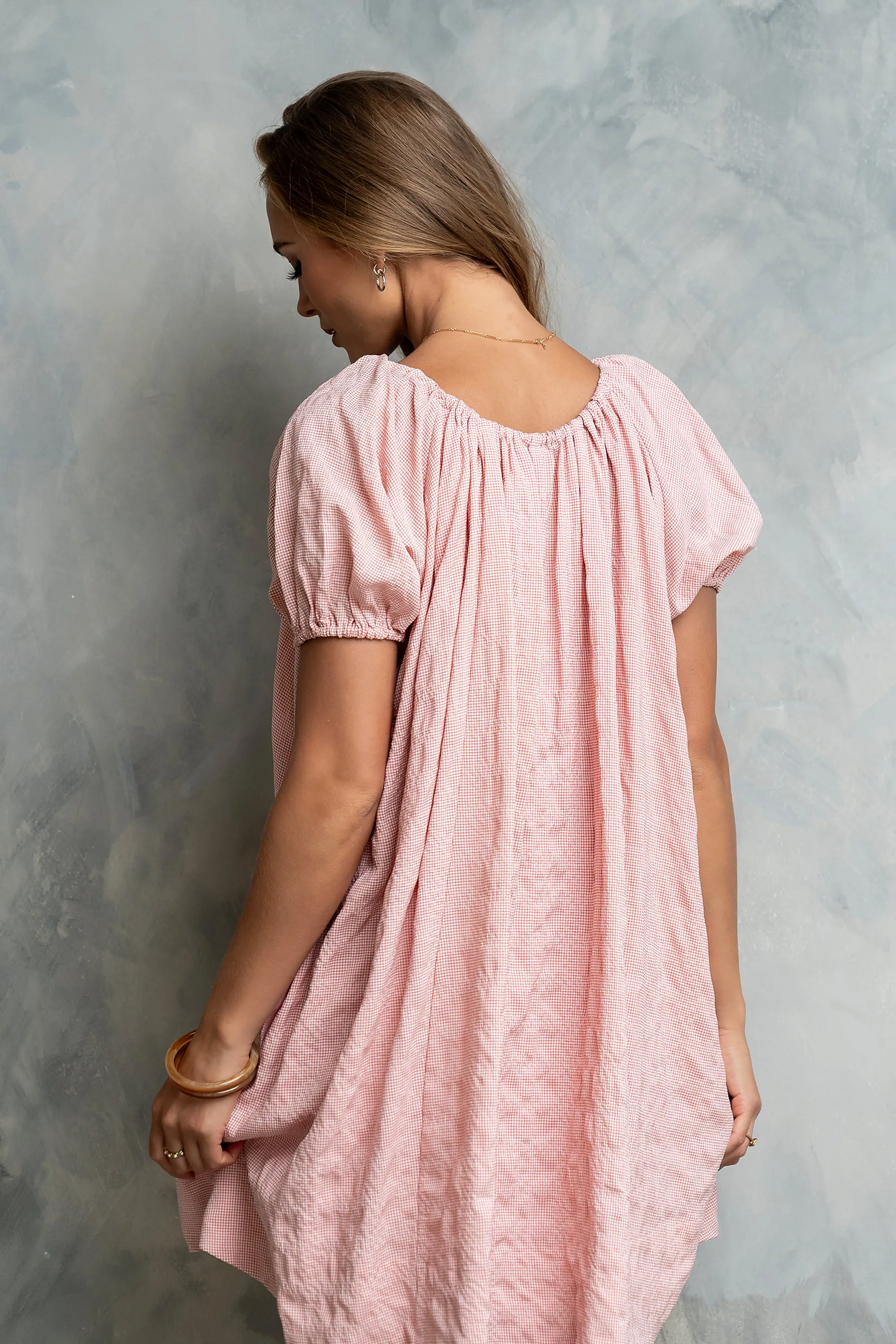 Charlie Gingham Mini Dress in Pink sold by bohme product image thumbnail 3