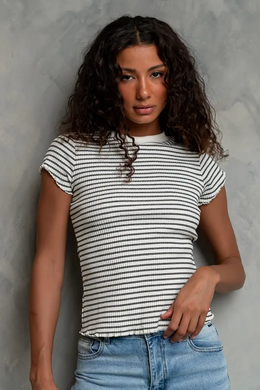 Gemma Striped Ribbed Top - FINAL SALE made by bohme