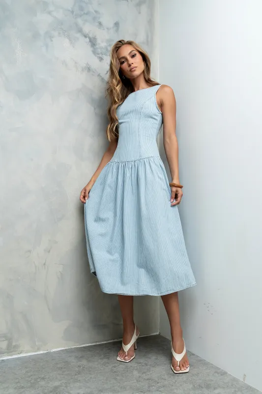 Bella Striped Denim Dress made by bohme