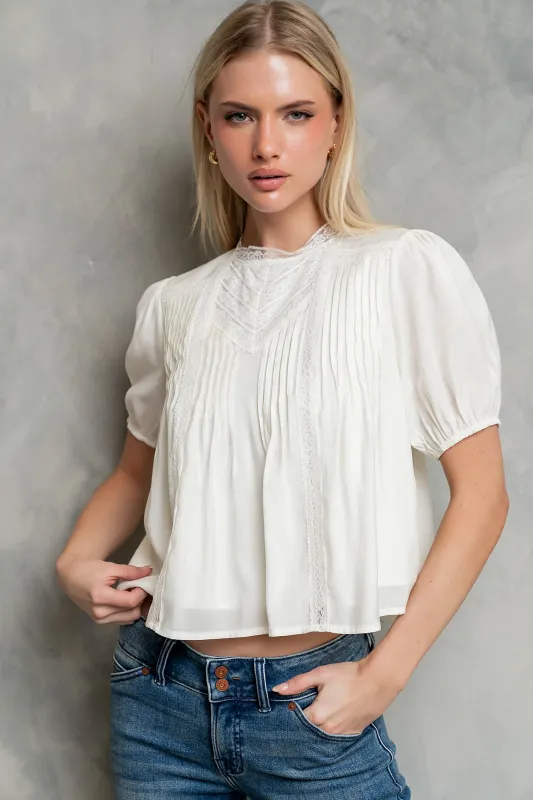 Rayna Pleated Blouse in Ivory made by bohme