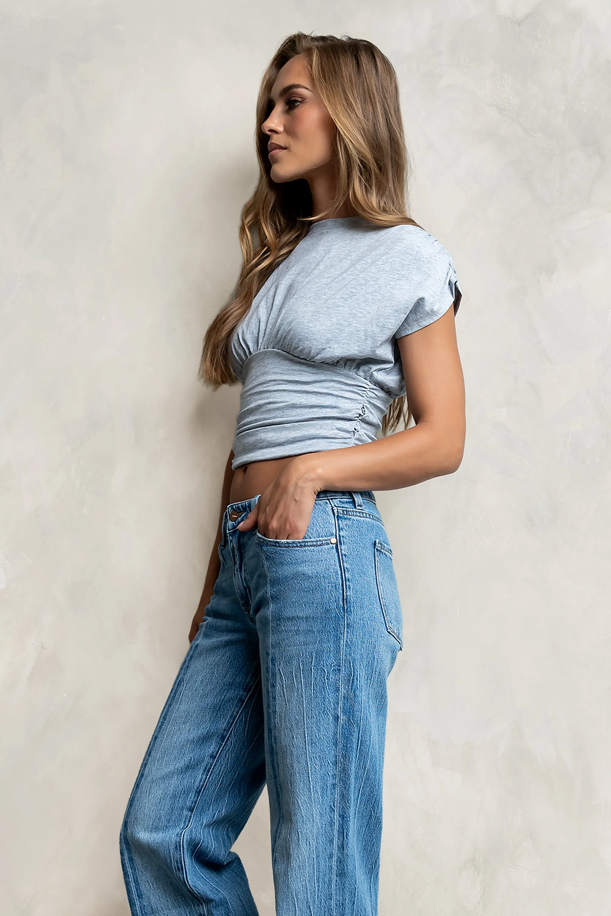 Samara Ruched Top in Grey sold by bohme product image thumbnail 2