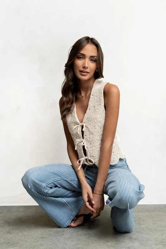 Brea Crochet Vest in Cream made by bohme