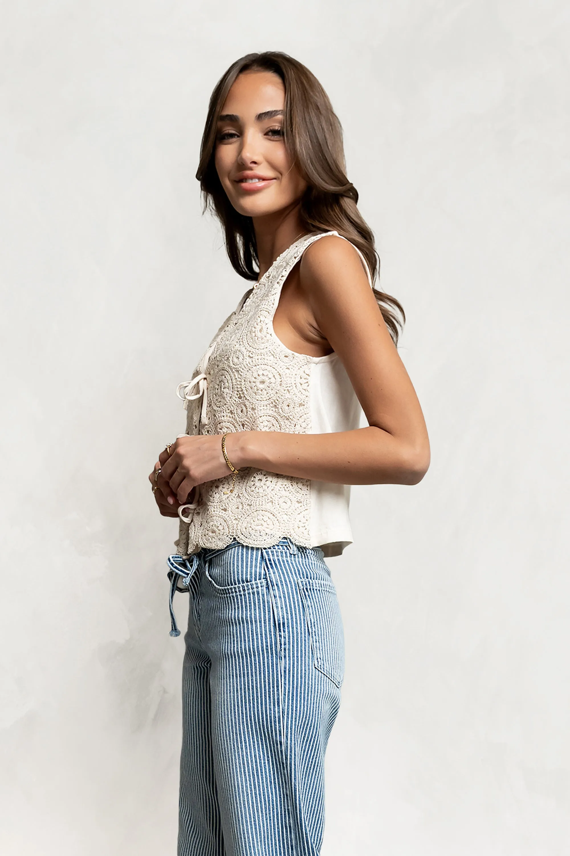 Brea Crochet Vest in Cream sold by bohme product image thumbnail 4