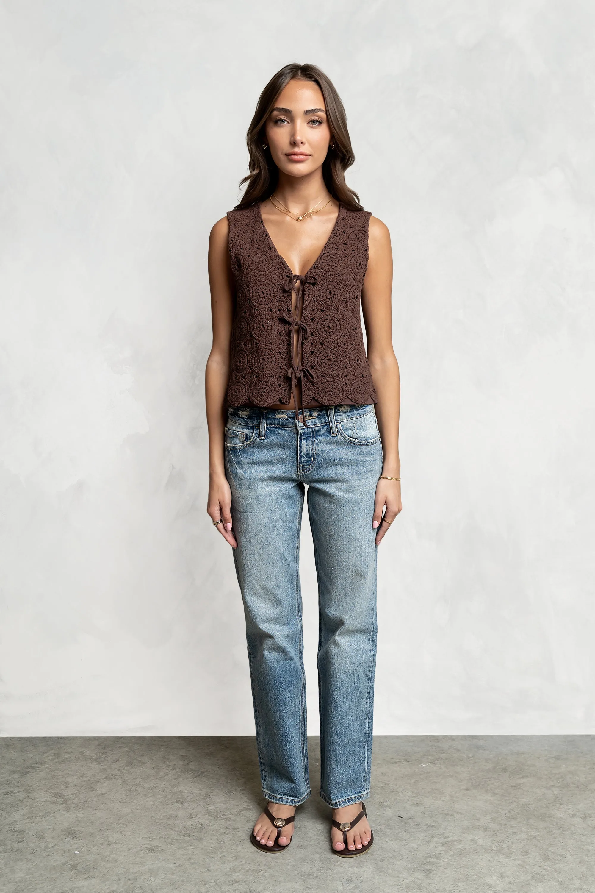 Brea Crochet Vest in Brown sold by bohme product image thumbnail 5