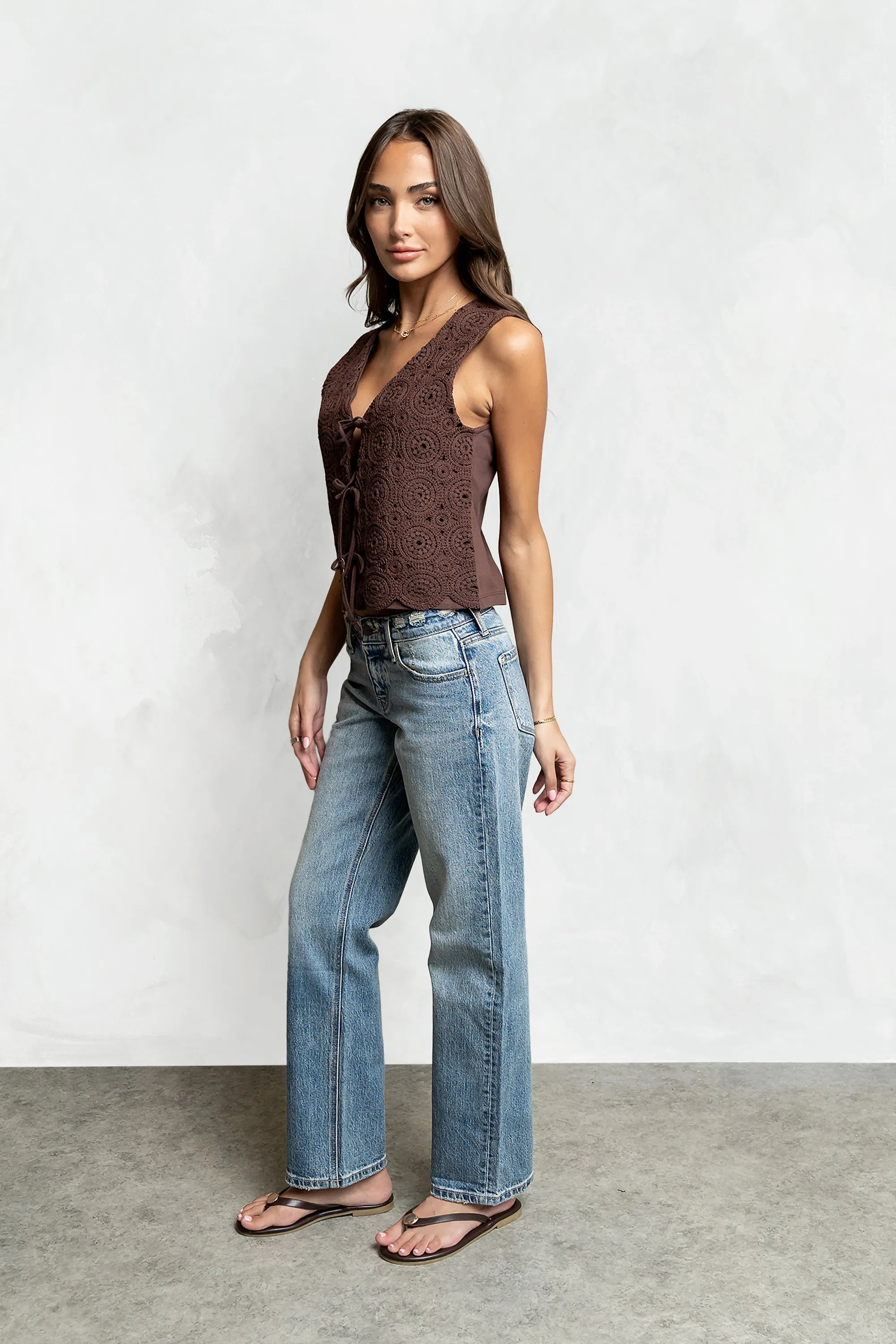 Brea Crochet Vest in Brown sold by bohme product image thumbnail 4