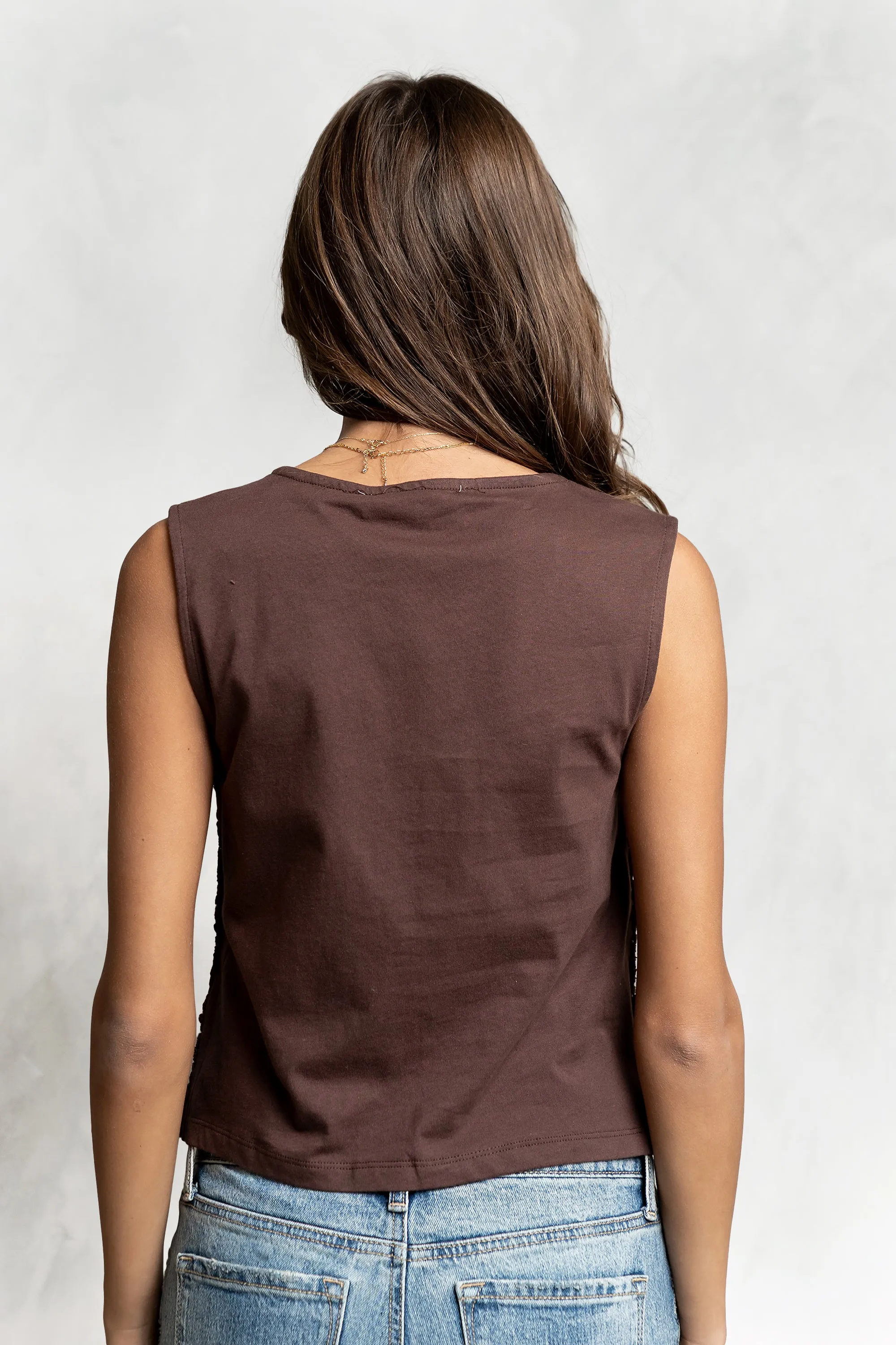 Brea Crochet Vest in Brown sold by bohme product image thumbnail 3