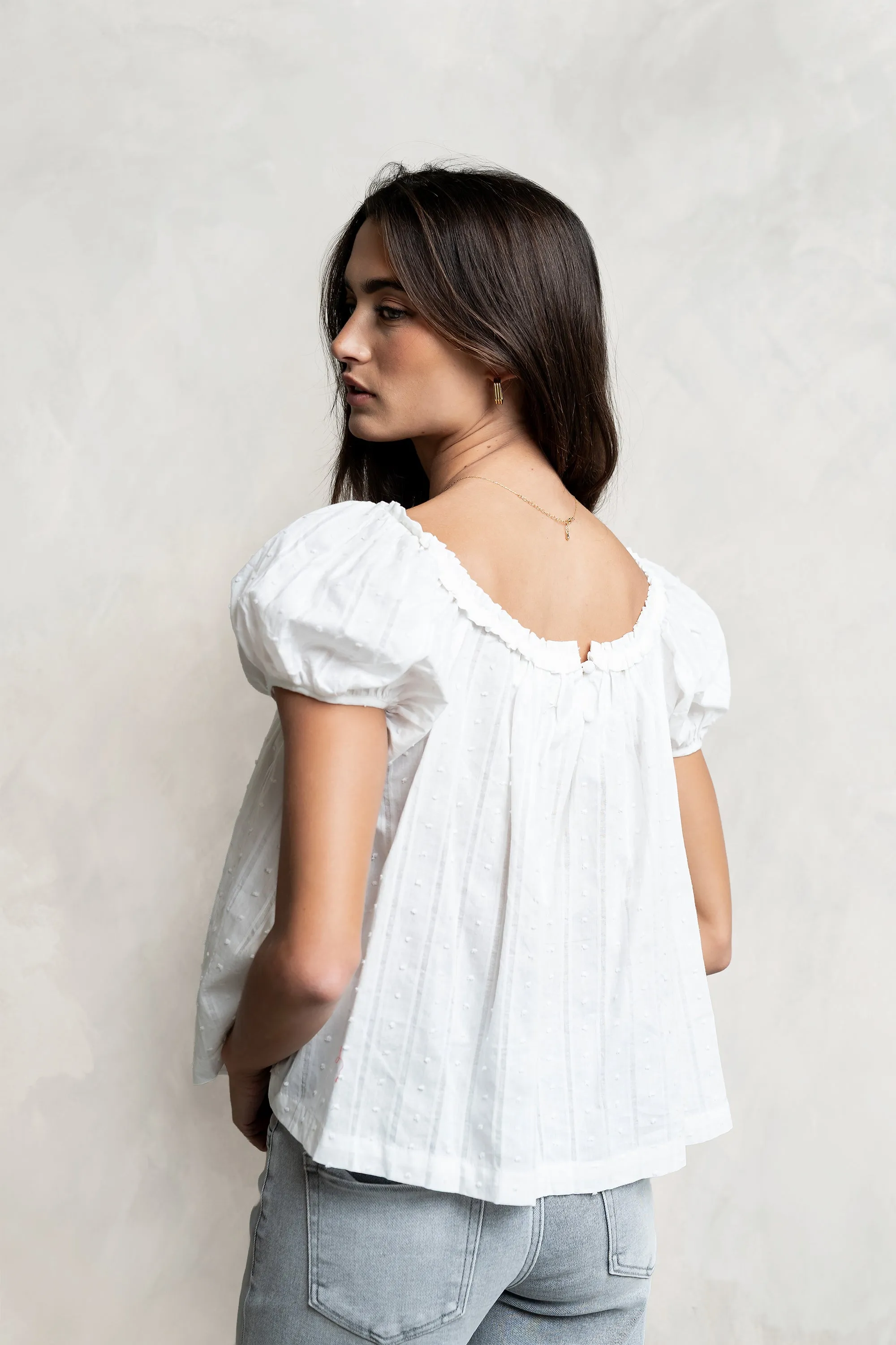 Delaney Swiss Dot Top in White - FINAL SALE sold by bohme product image thumbnail 2