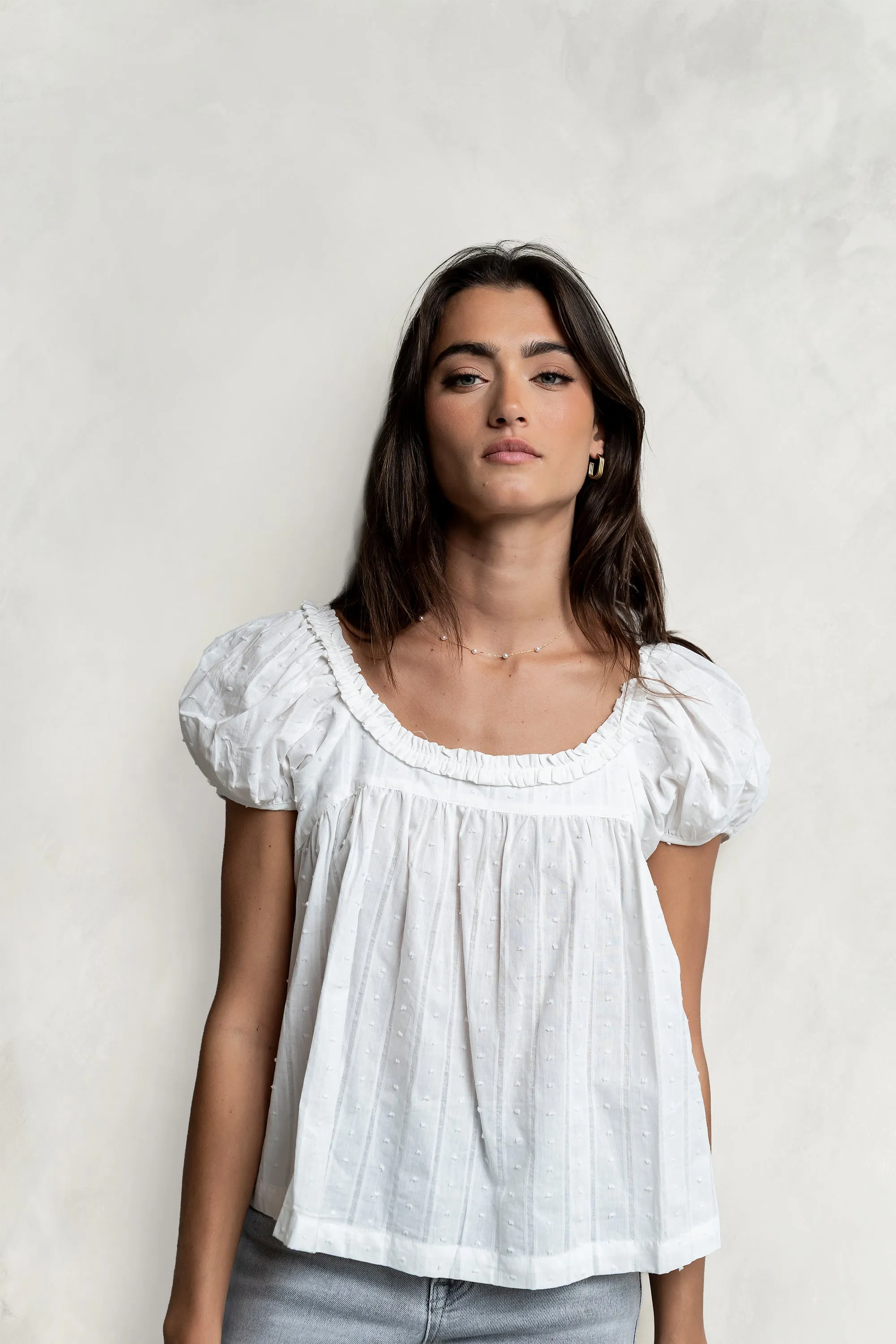 Delaney Swiss Dot Top in White - FINAL SALE sold by bohme product image thumbnail 4