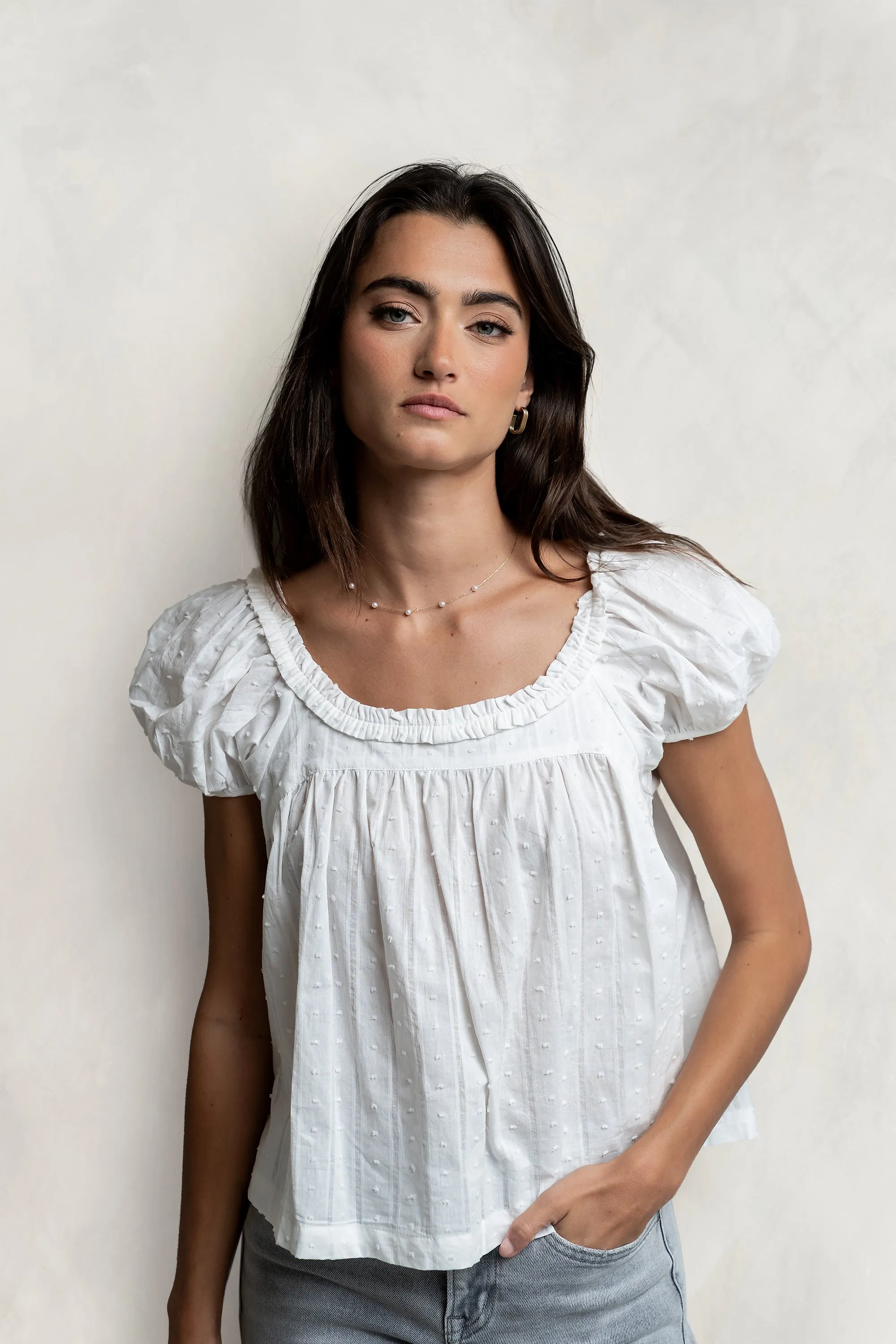 Delaney Swiss Dot Top in White - FINAL SALE sold by bohme product image thumbnail 5