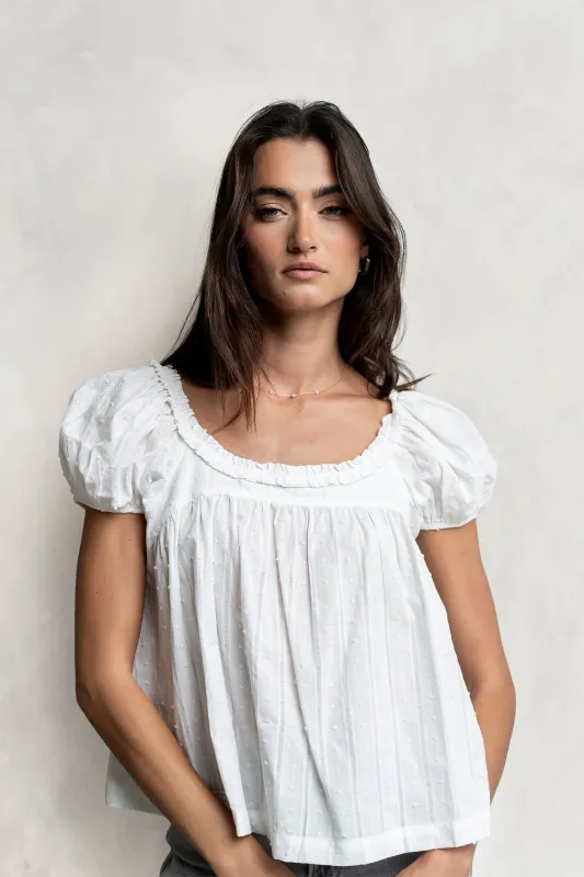 Delaney Swiss Dot Top in White made by bohme