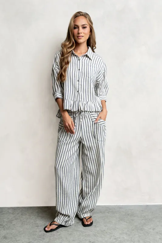 Janey Striped Pants in Black made by bohme