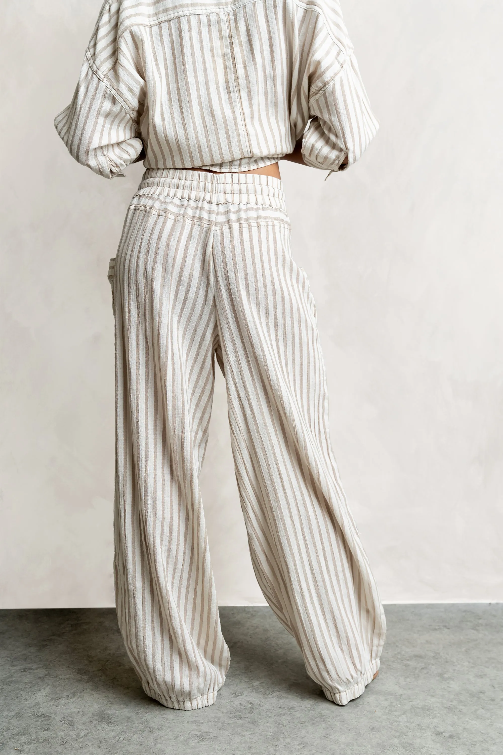 Janey Striped Pants in Taupe sold by bohme product image thumbnail 3