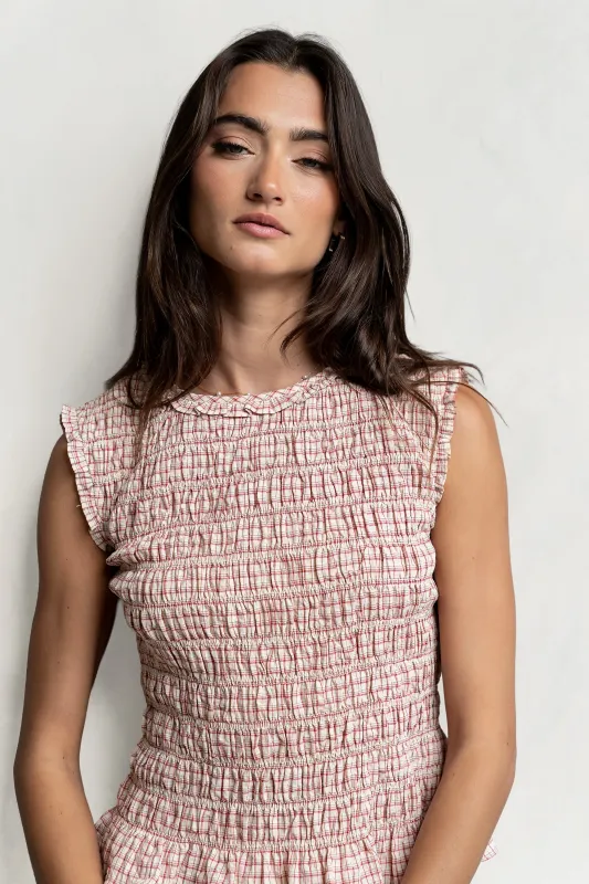 Mailee Plaid Smocked Tank in Red - FINAL SALE made by bohme