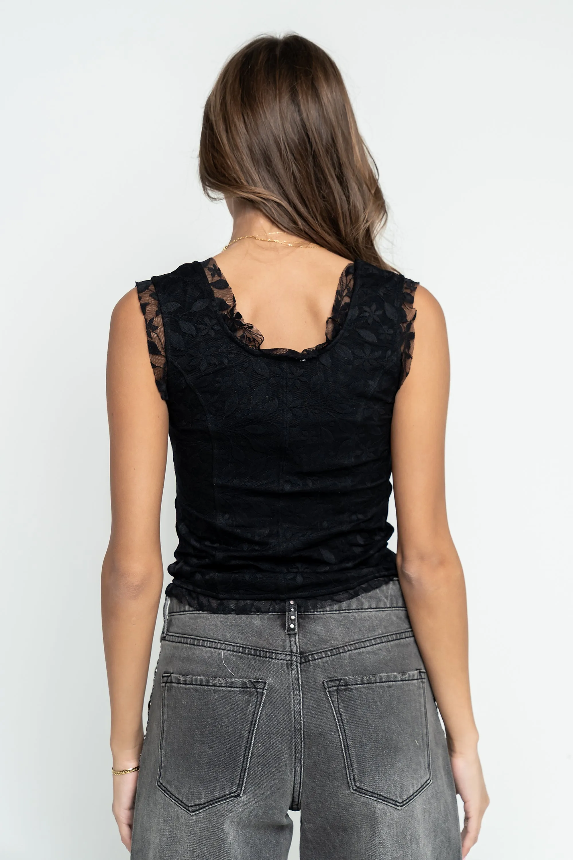 Haddie Lace Tank in Black sold by bohme product image thumbnail 3