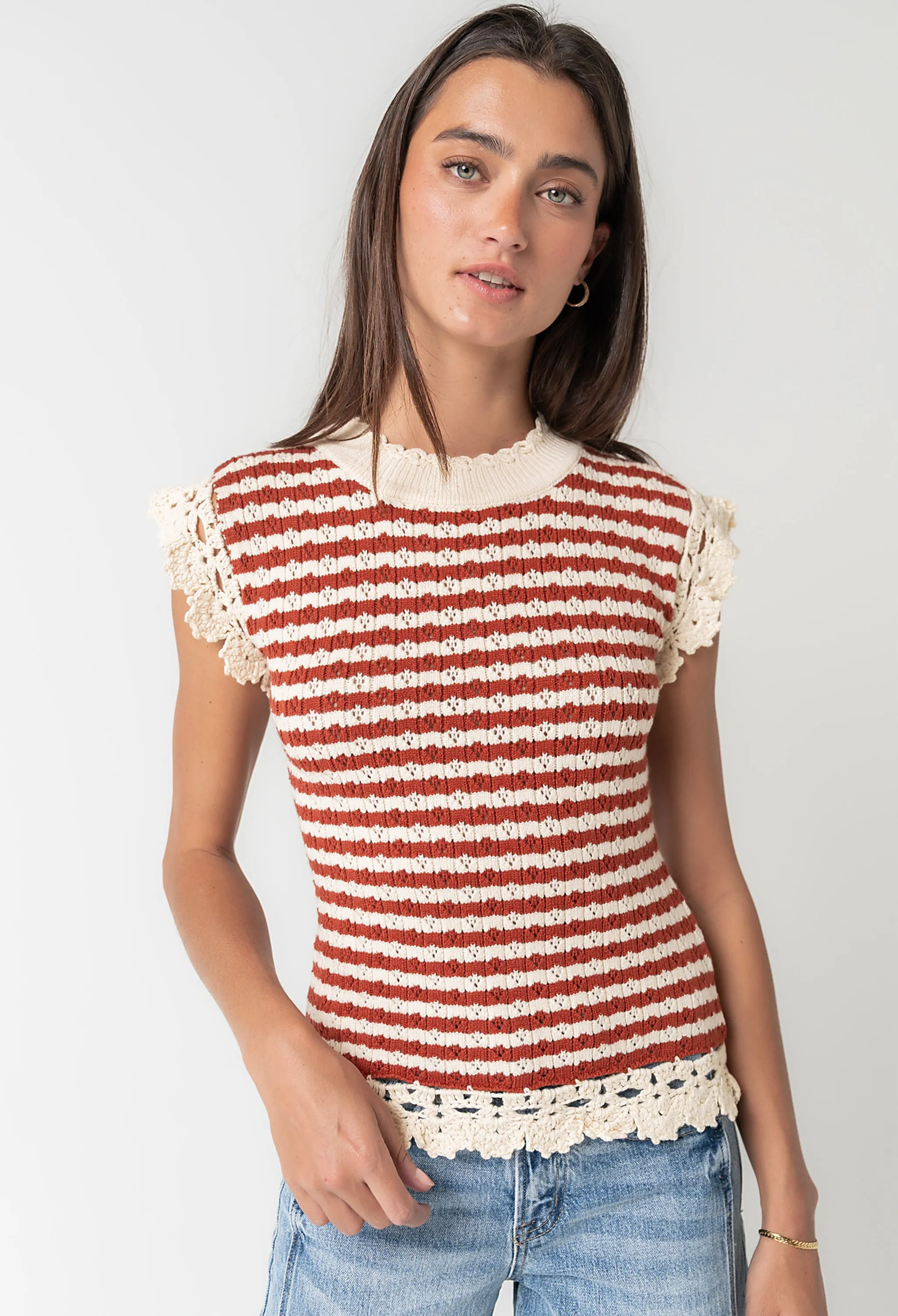 Ariah Striped Crochet Top sold by bohme