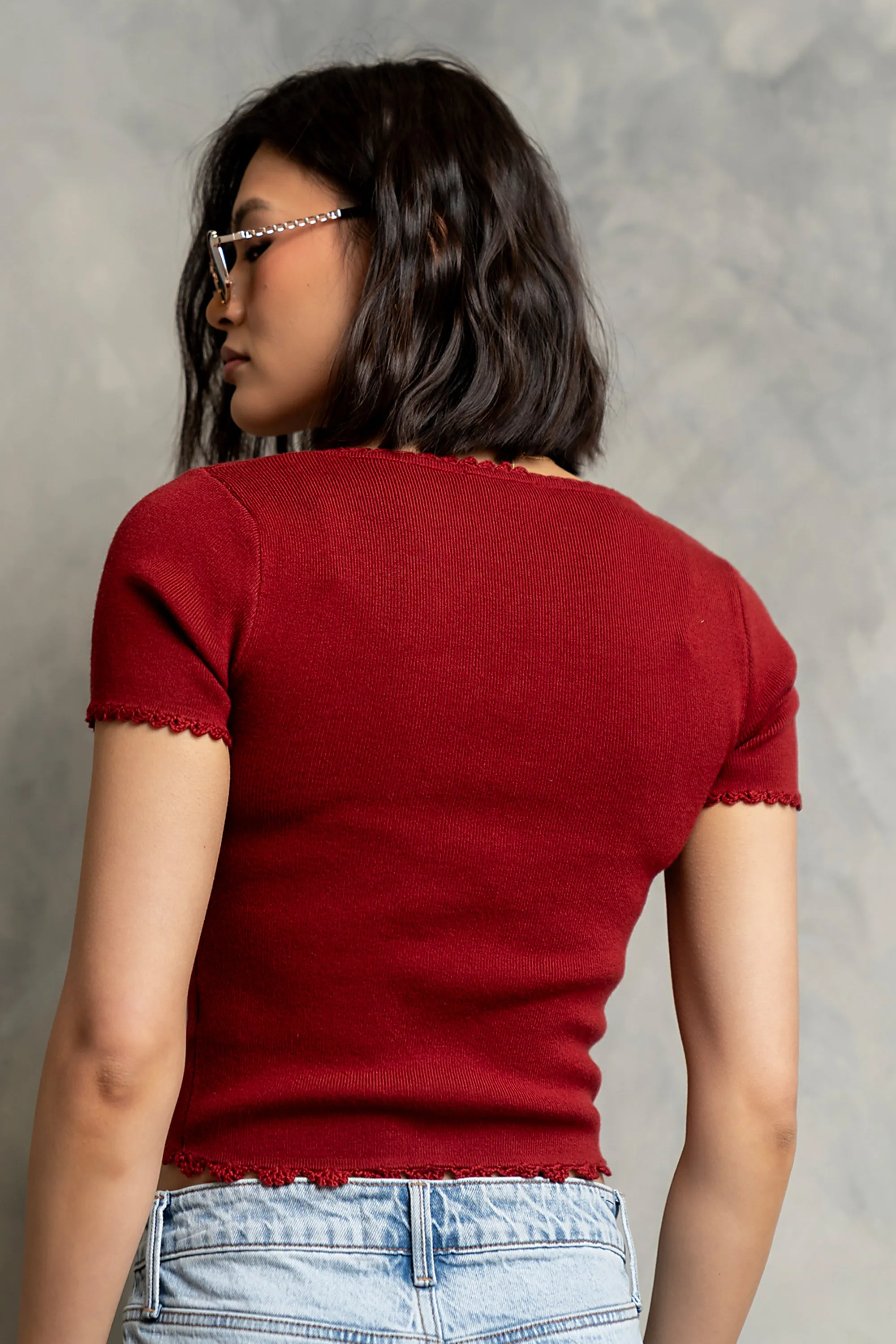 Kaila Scalloped Top in Brick sold by bohme product image thumbnail 4