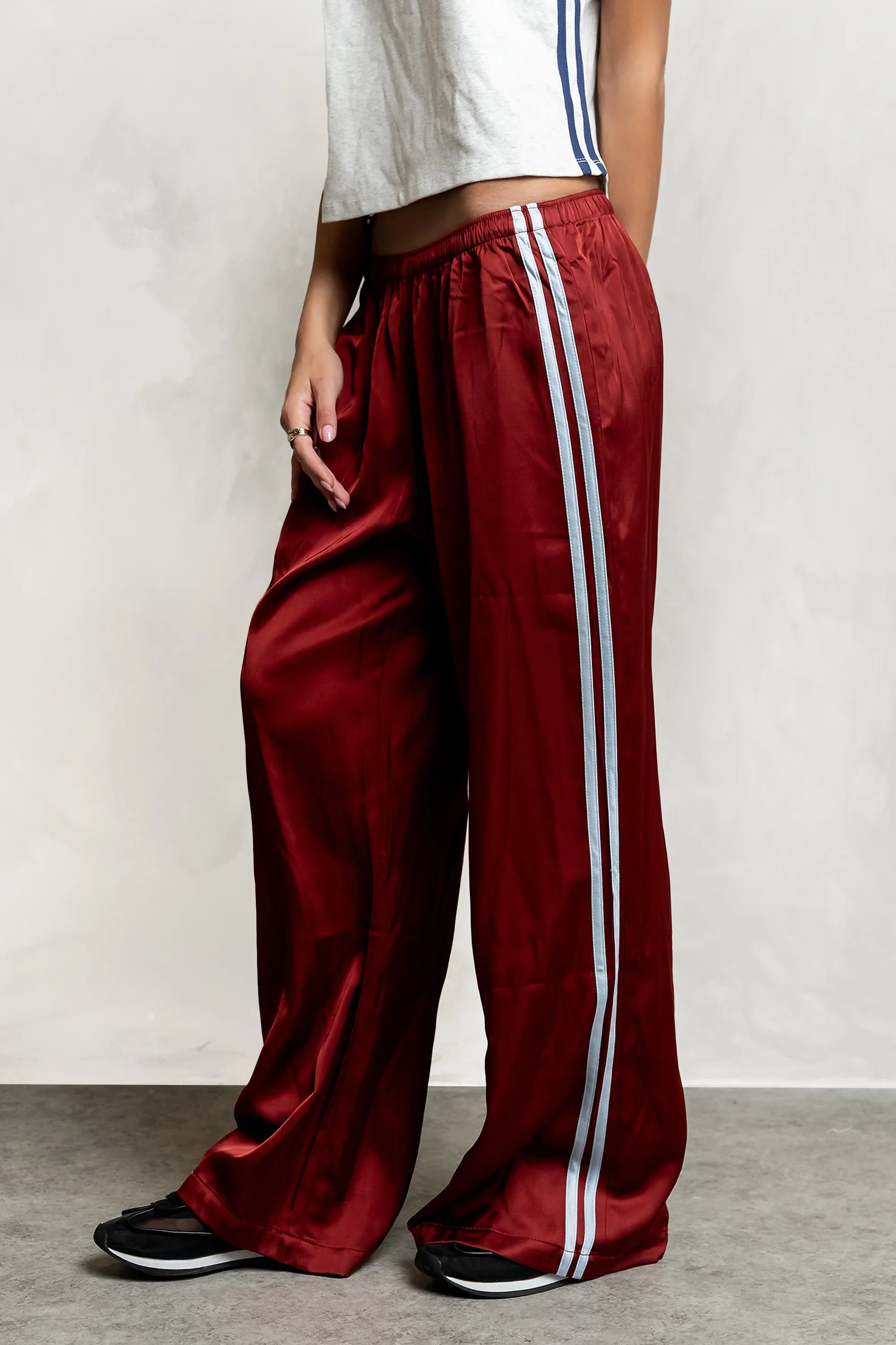 Lola Satin Track Pants in Red sold by bohme product image thumbnail 4