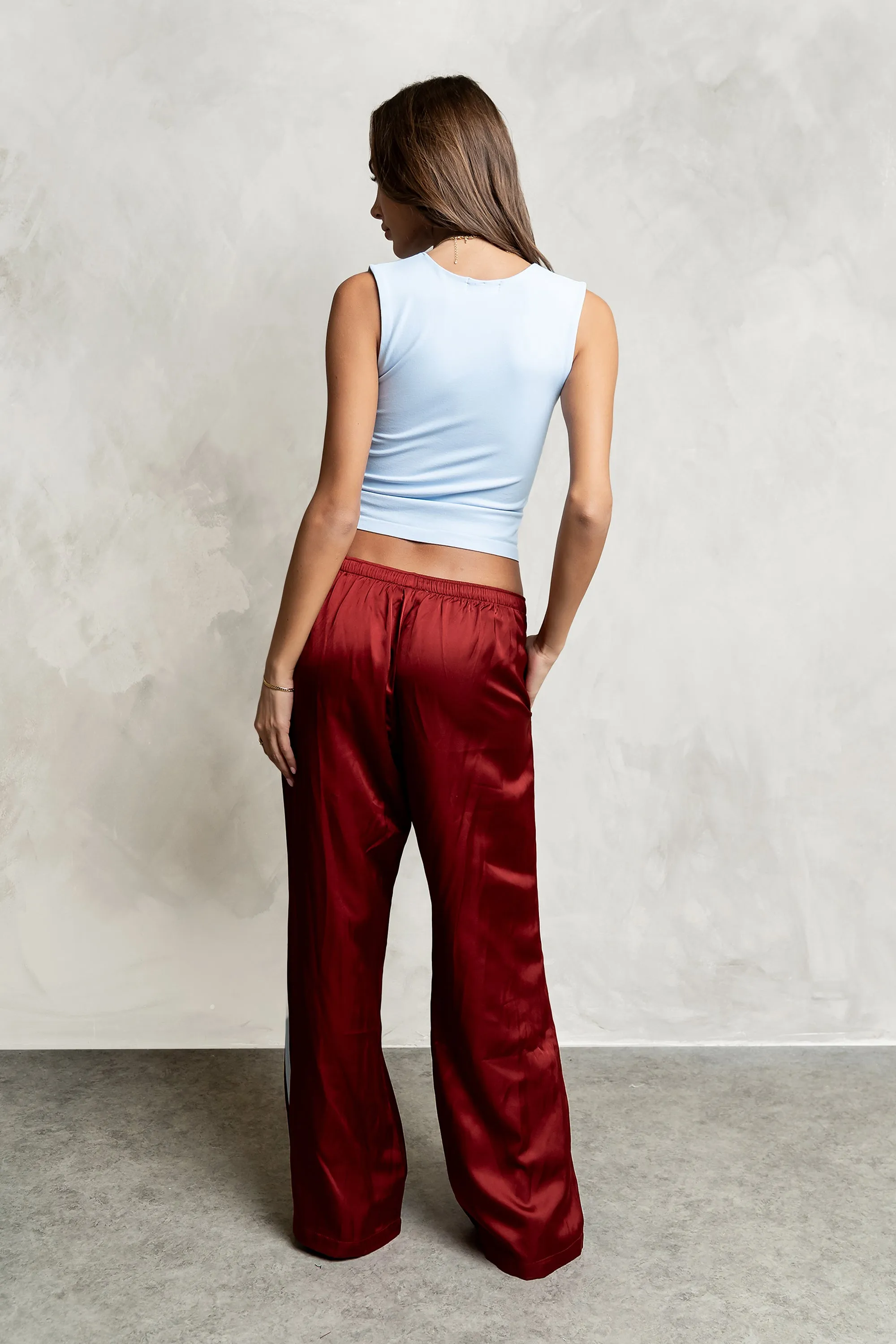 Lola Satin Track Pants in Red sold by bohme product image thumbnail 5