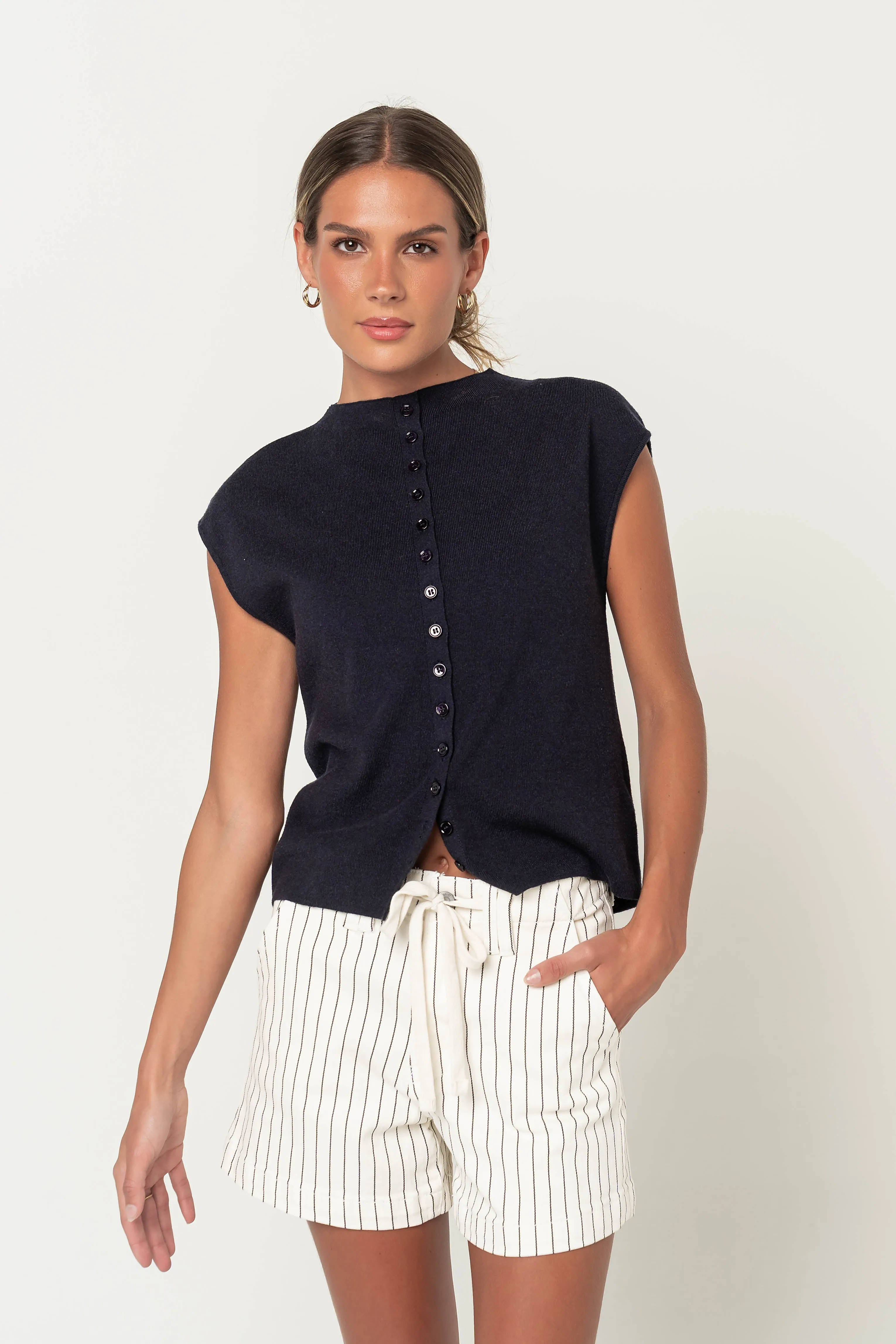 Cambria Sleeveless Cardigan in Navy - FINAL SALE sold by bohme product image thumbnail 2