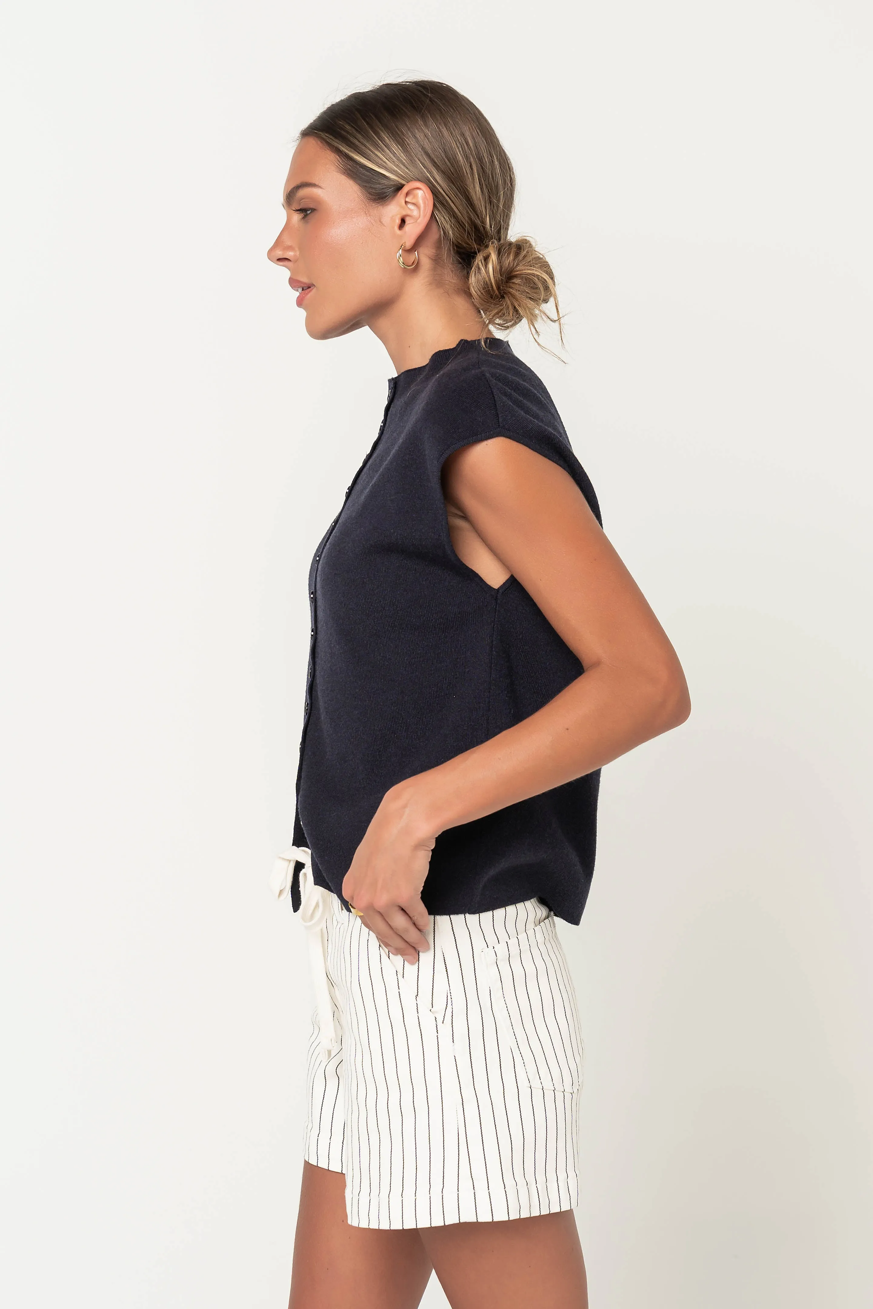 Cambria Sleeveless Cardigan in Navy - FINAL SALE sold by bohme product image thumbnail 3