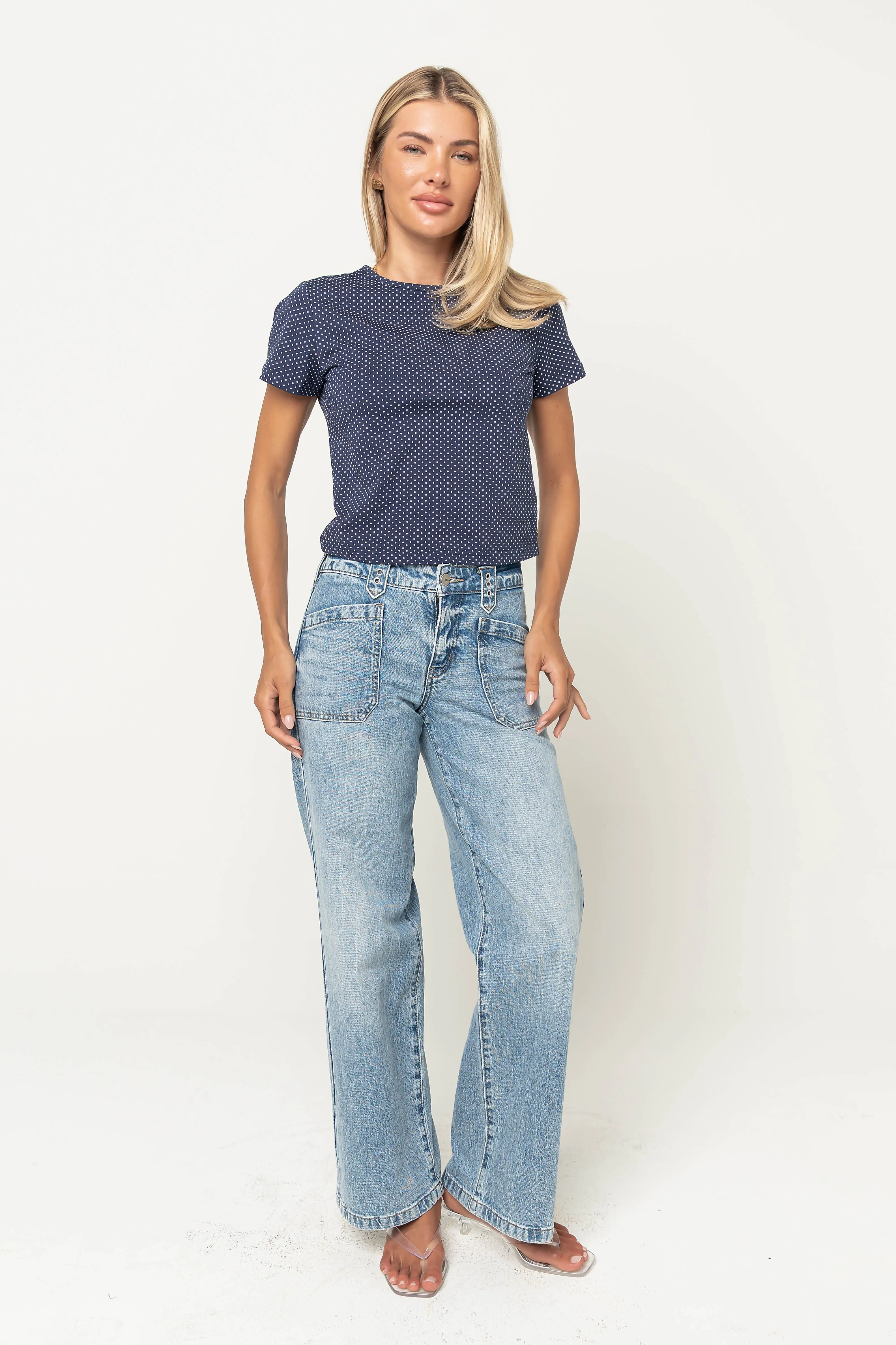 Millie Polka Dot Tee in Navy sold by bohme product image thumbnail 2
