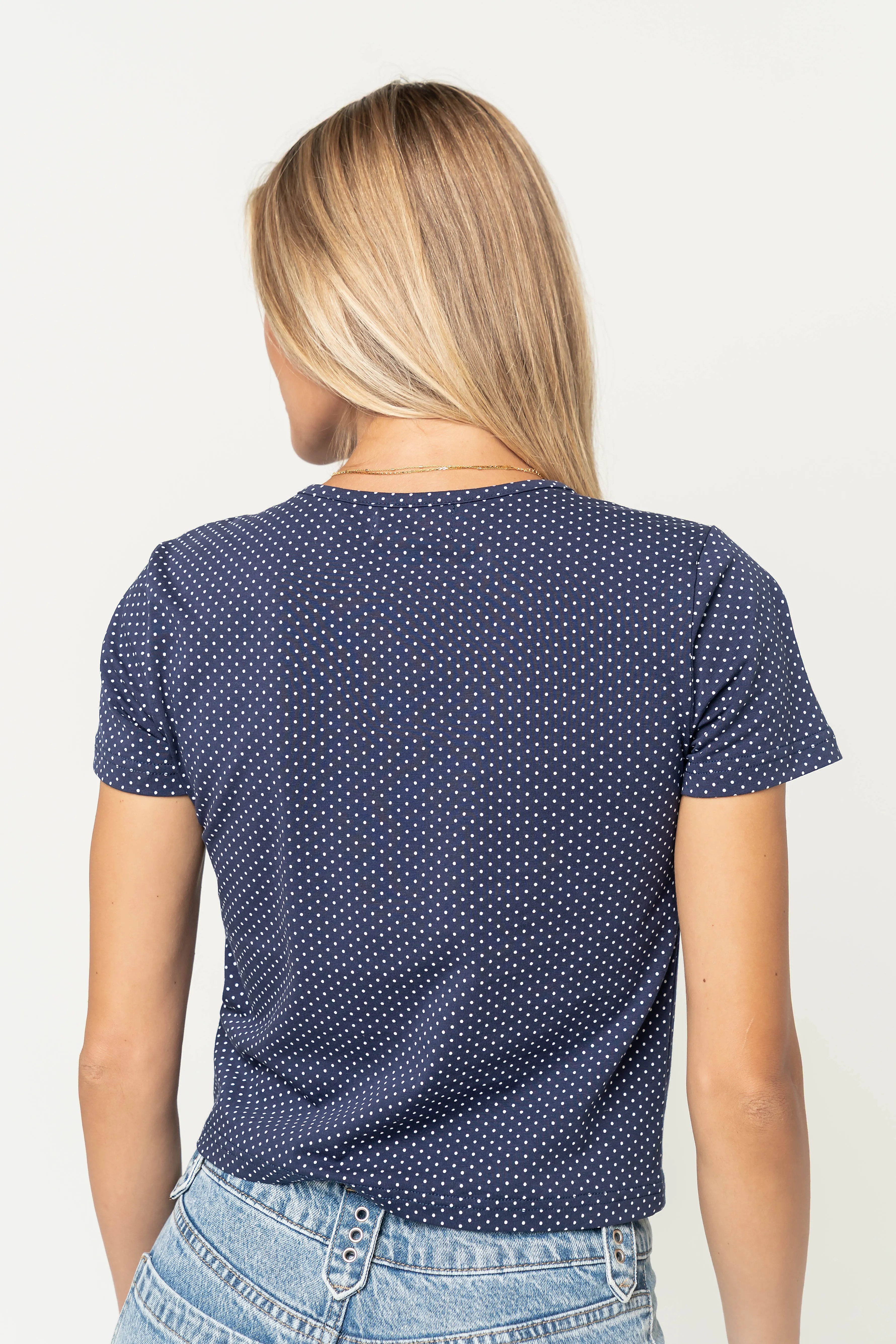 Millie Polka Dot Tee in Navy sold by bohme product image thumbnail 4