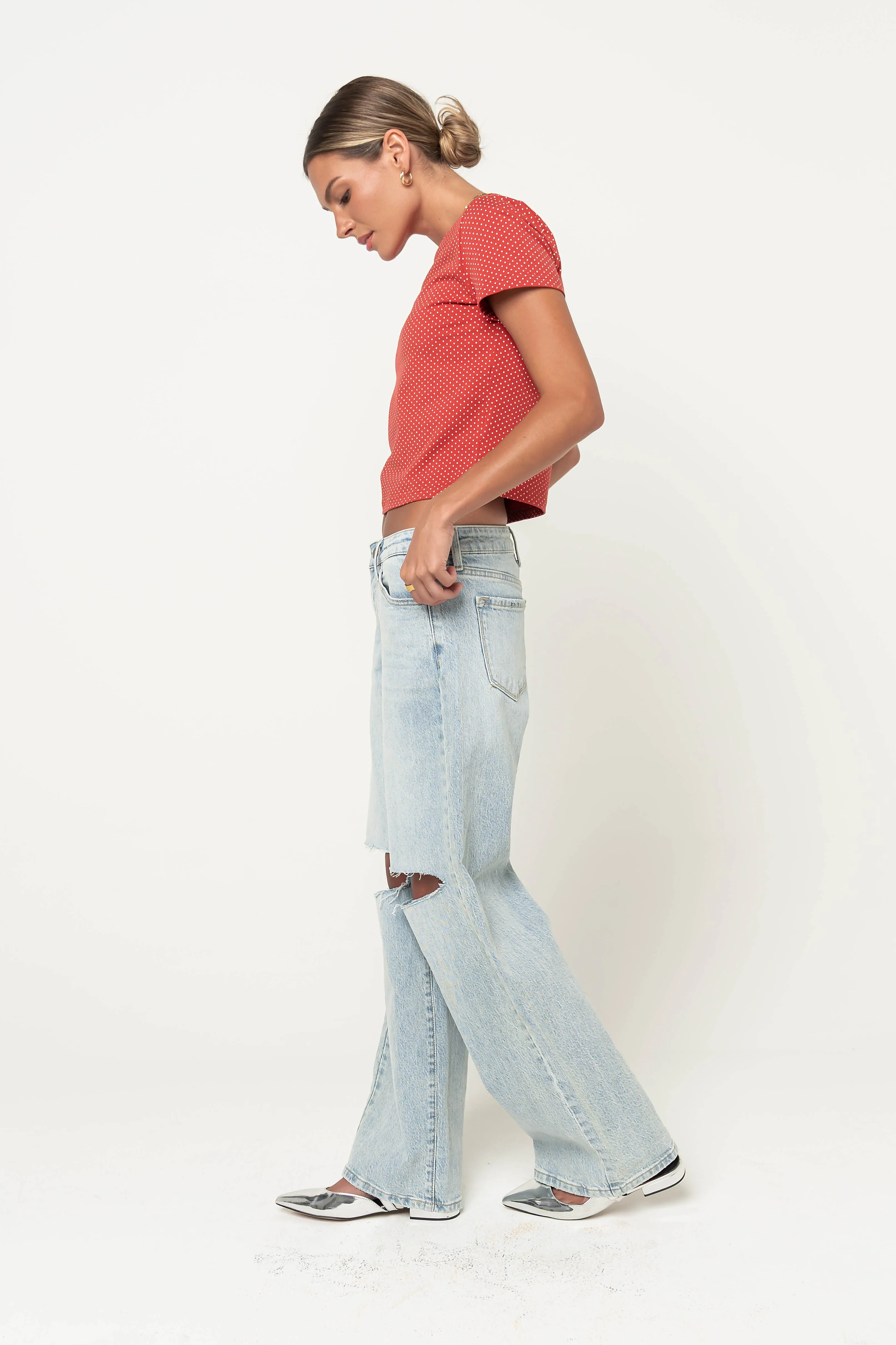 Millie Polka Dot Tee in Red sold by bohme product image thumbnail 5