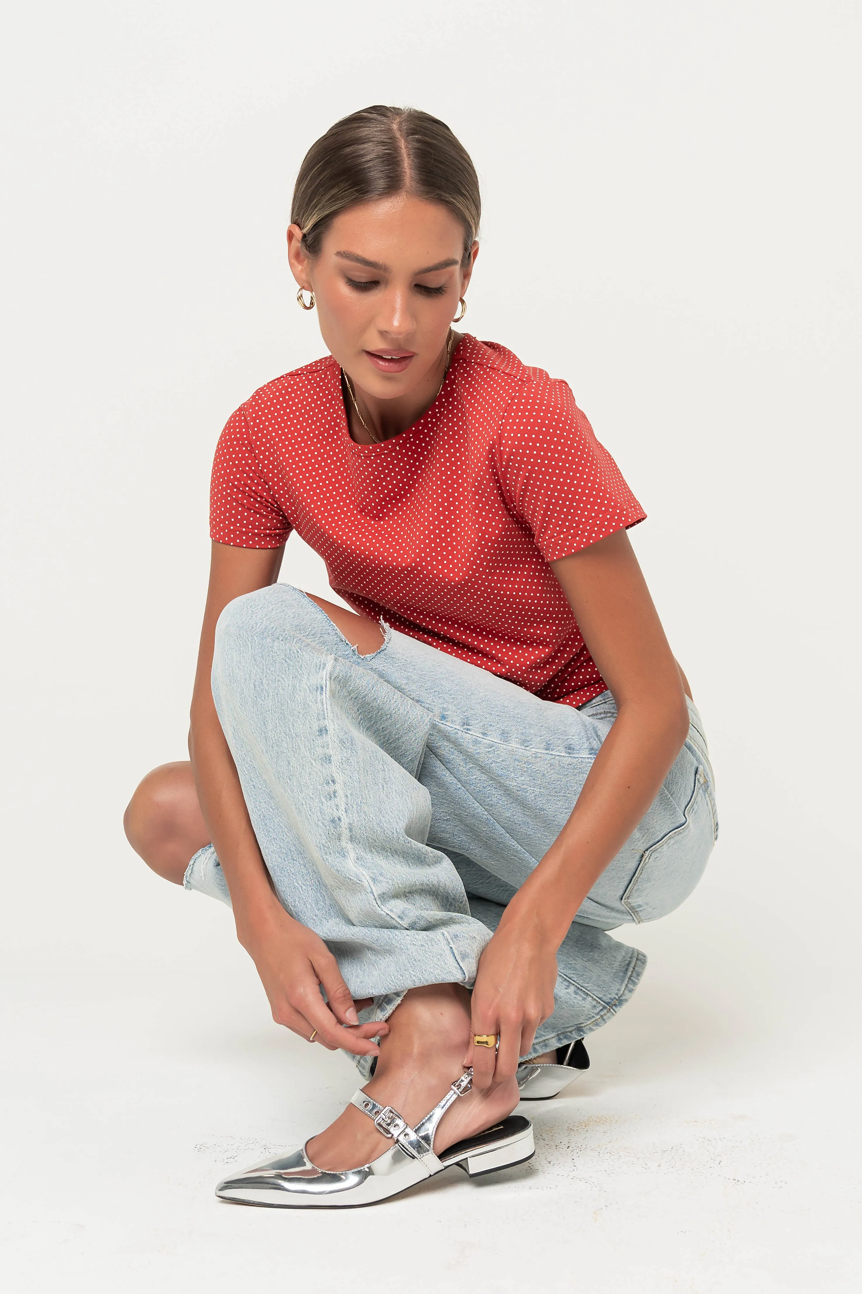 Millie Polka Dot Tee in Red sold by bohme product image thumbnail 3
